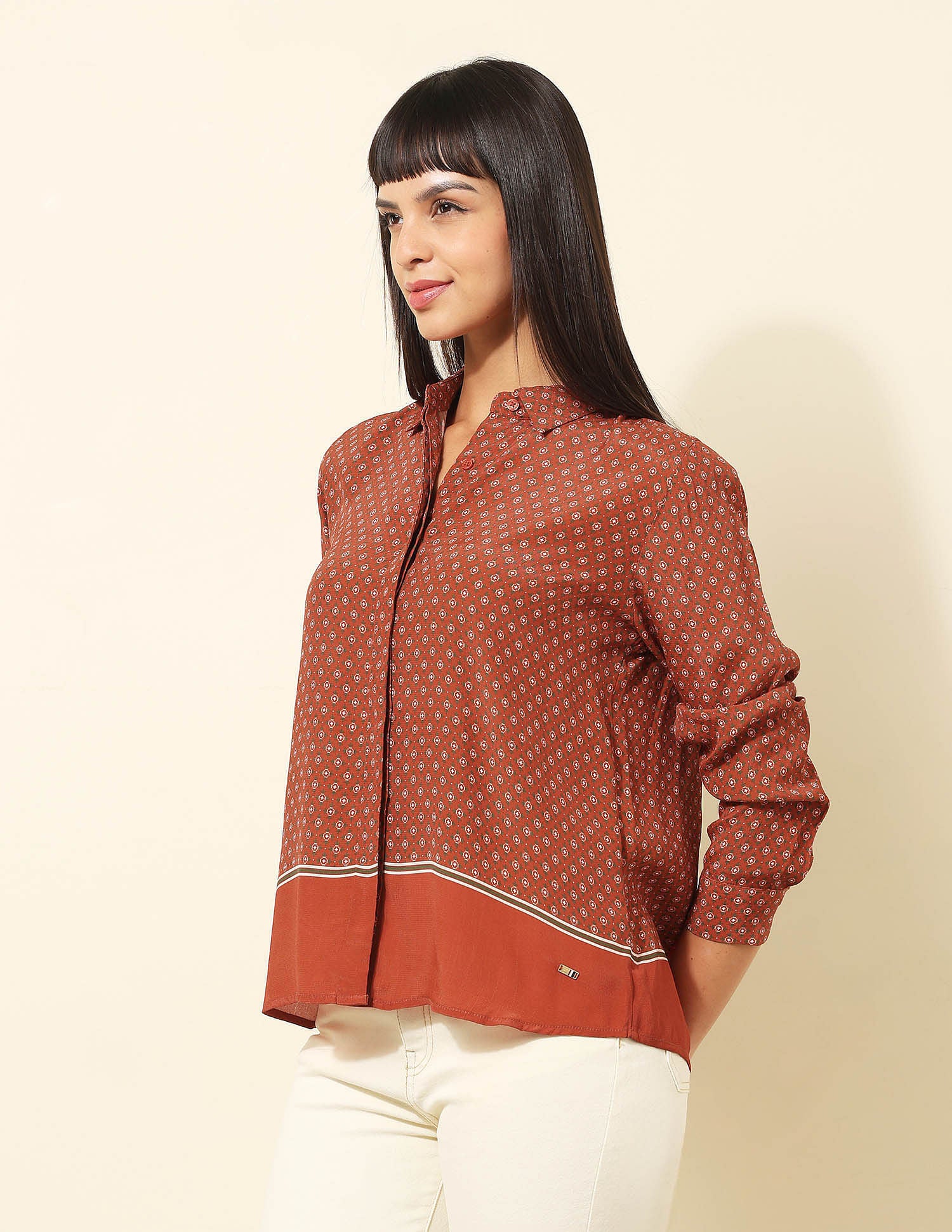 Concealed Placket Geometric Printed Shirt Multi - U.S. POLO ASSN. | Large