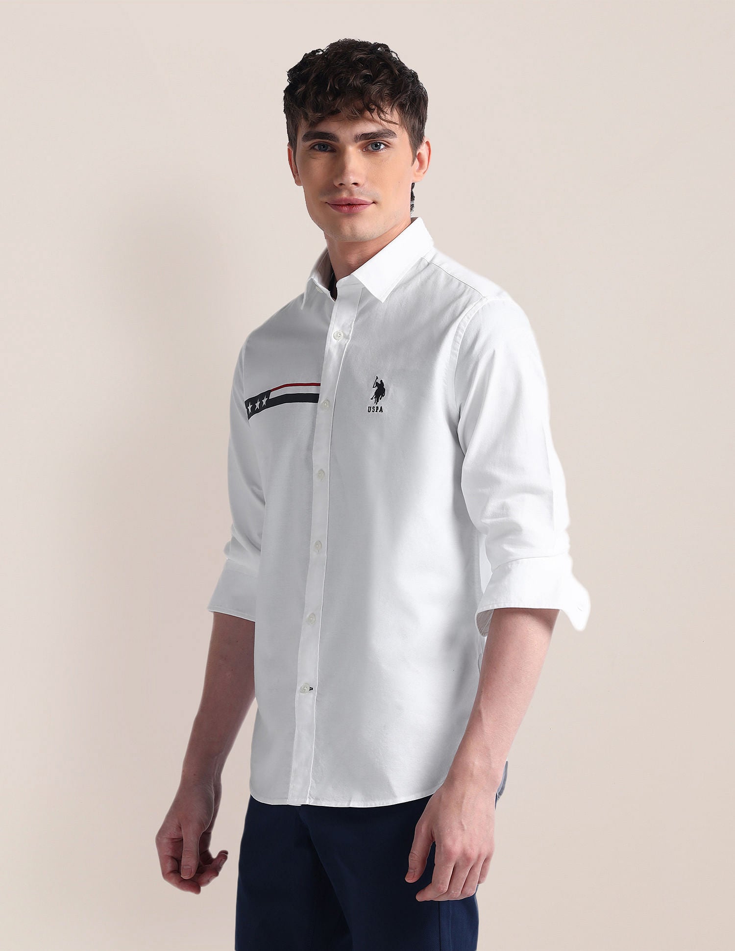 Long Sleeve Graphic Print Shirt White - U.S. POLO ASSN. | Large