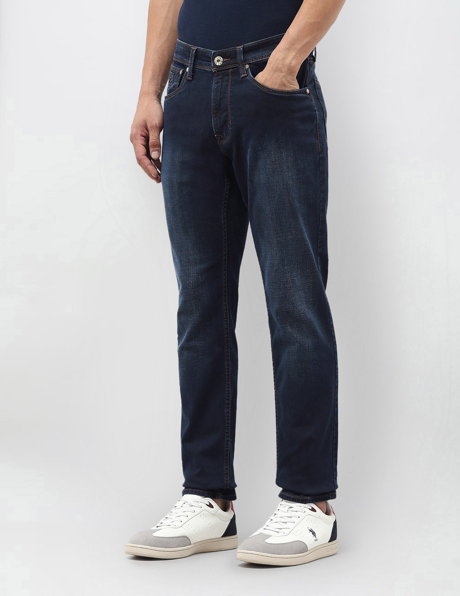 Brandon Slim Tapered Fit Blue Jeans Dark Blue - U.S. POLO ASSN. | Large