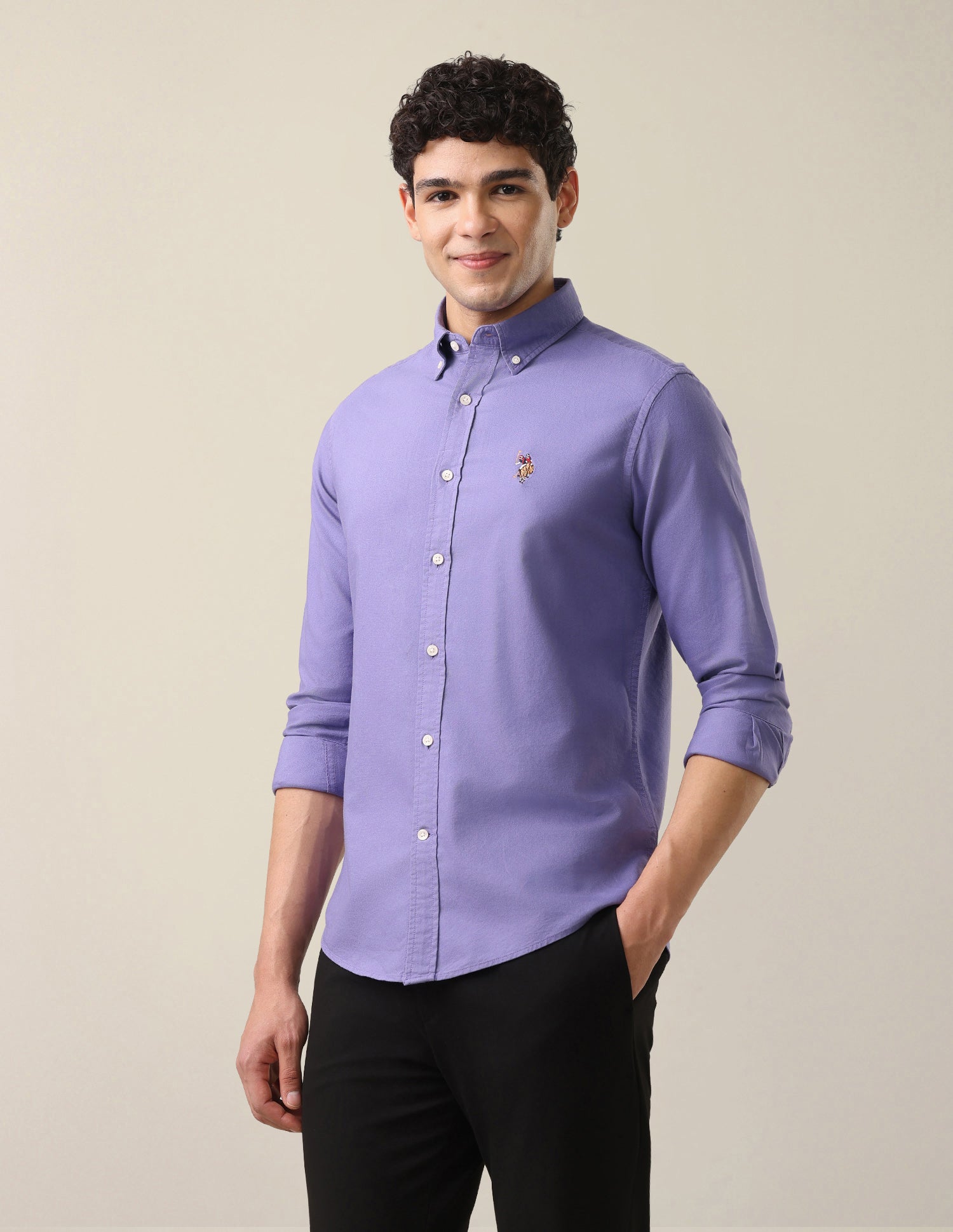 Oxford Tailored Fit Button-Down Collar Shirt Lavender - U.S. Polo Assn. India | Large