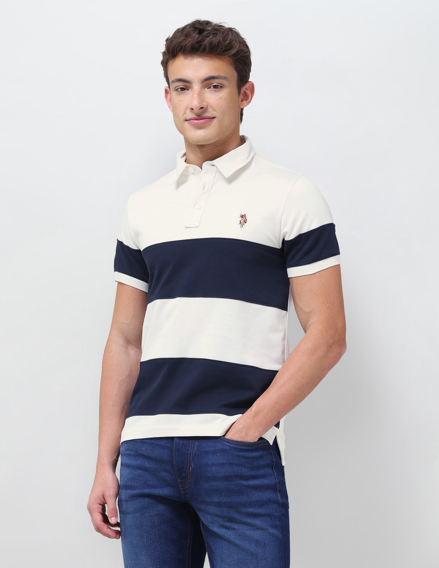 Colourblocked Slim Fit Polo Shirt Navy - U.S. Polo Assn. India | Large