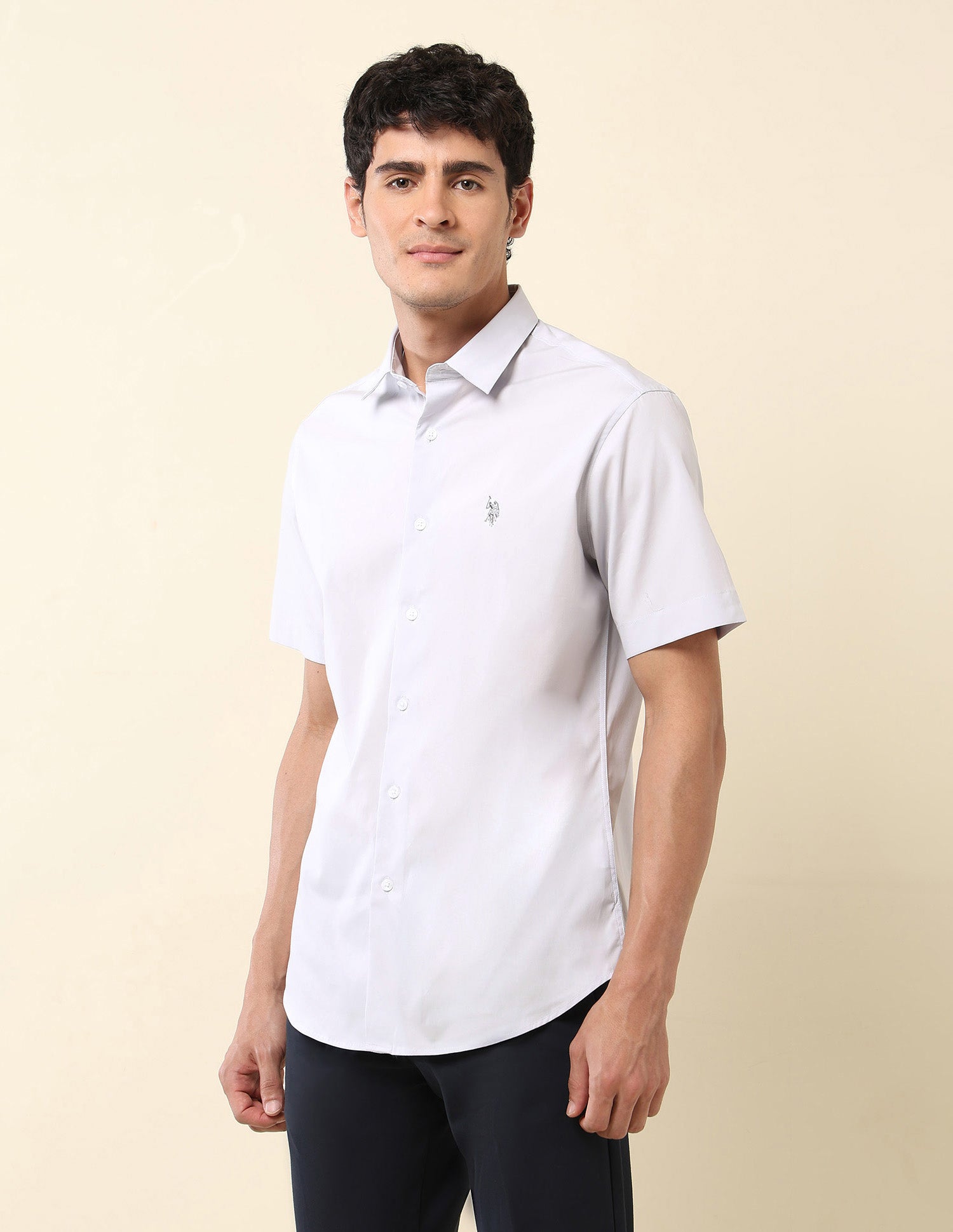 Tailored Fit Poplin Shirt Grey - U.S. Polo Assn. India | Large