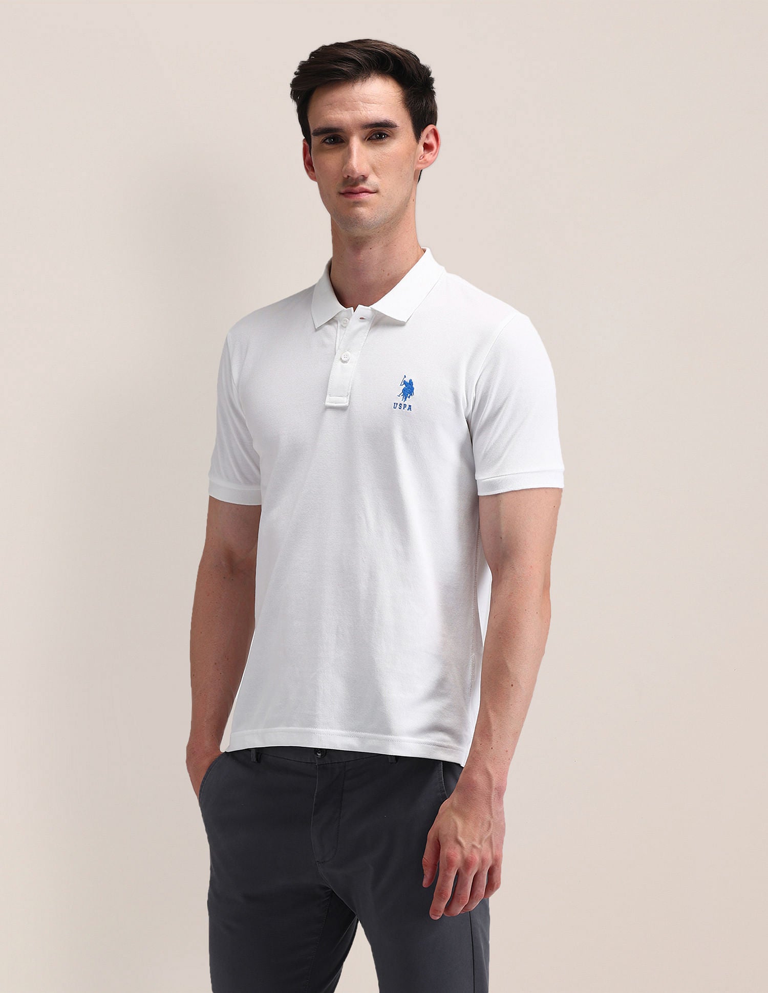 Solid Slim Fit Polo Shirt White - U.S. POLO ASSN. | Large