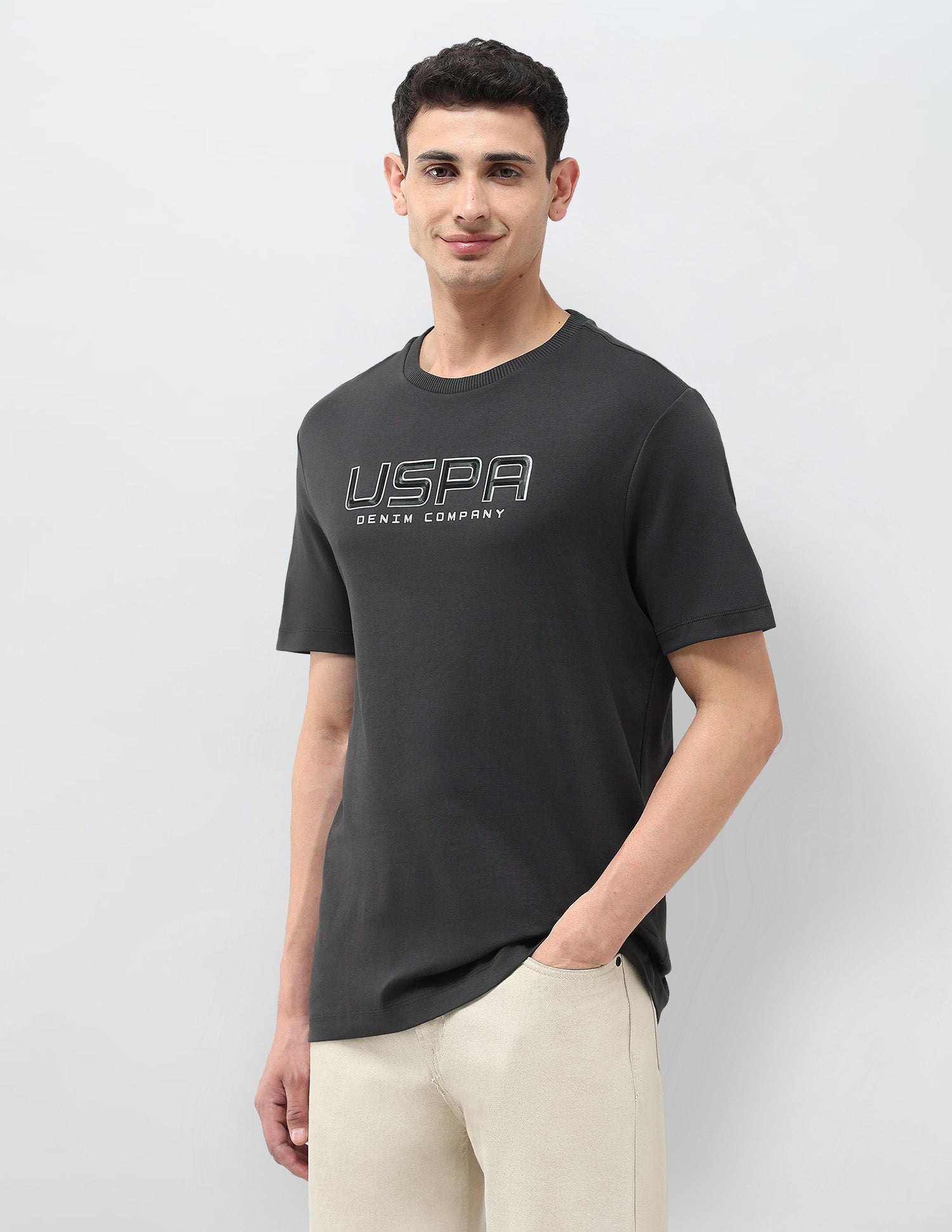 Monochrome Brand Embossed T-Shirt Dark Grey - U.S. POLO ASSN. | Large