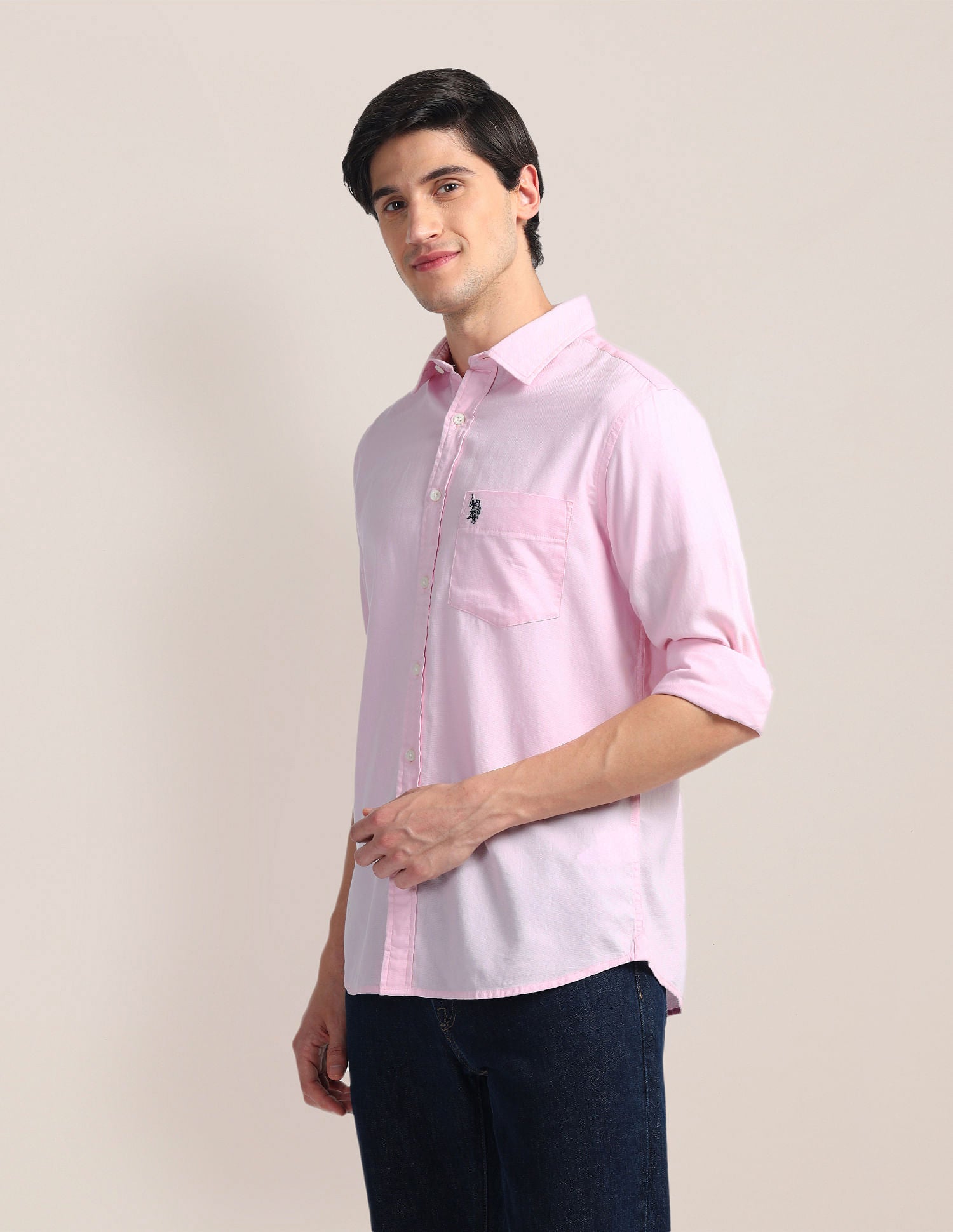 Solid Dobby Shirt Pink - U.S. Polo Assn. India | Large
