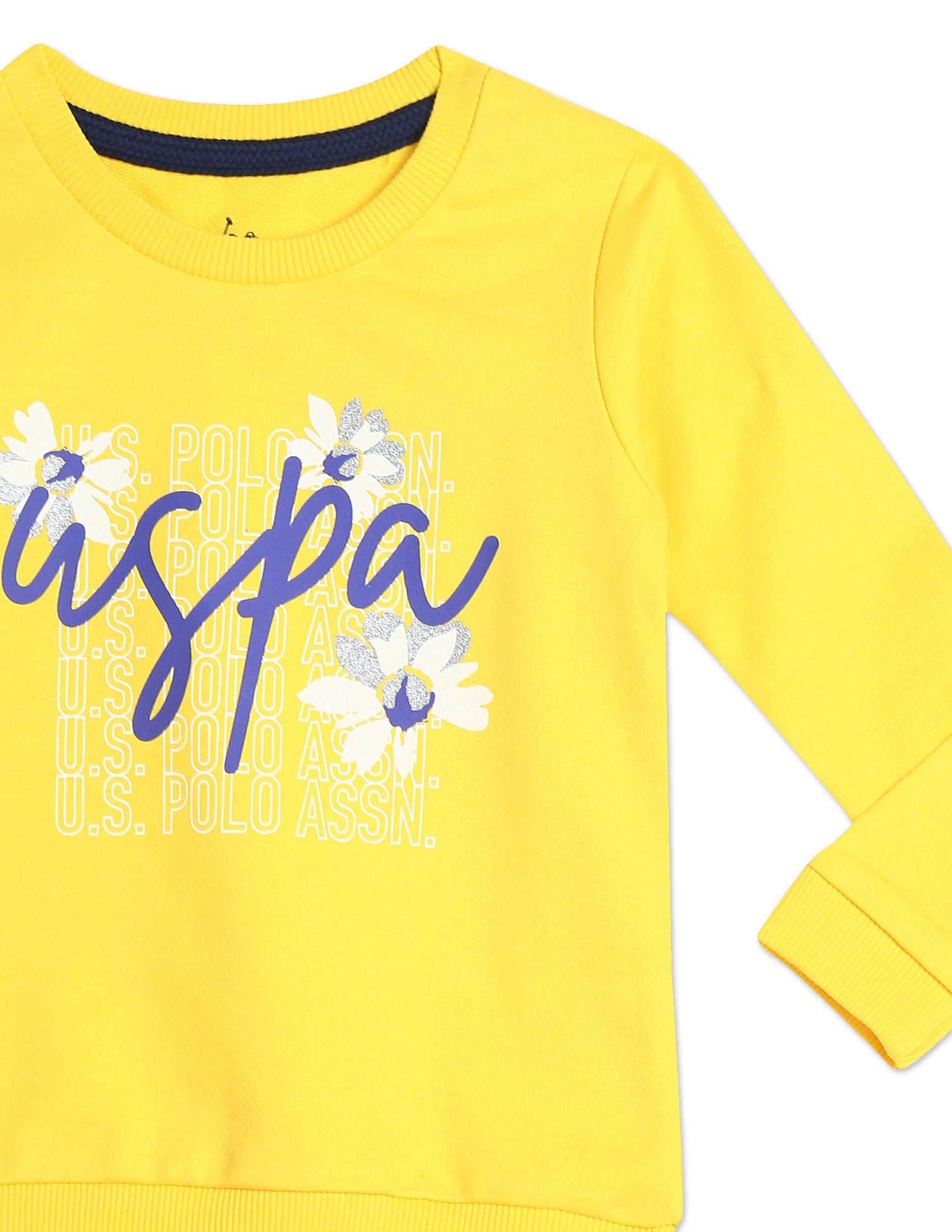 Crew Neck Printed Sweatshirt Yellow - U.S. POLO ASSN. | Large