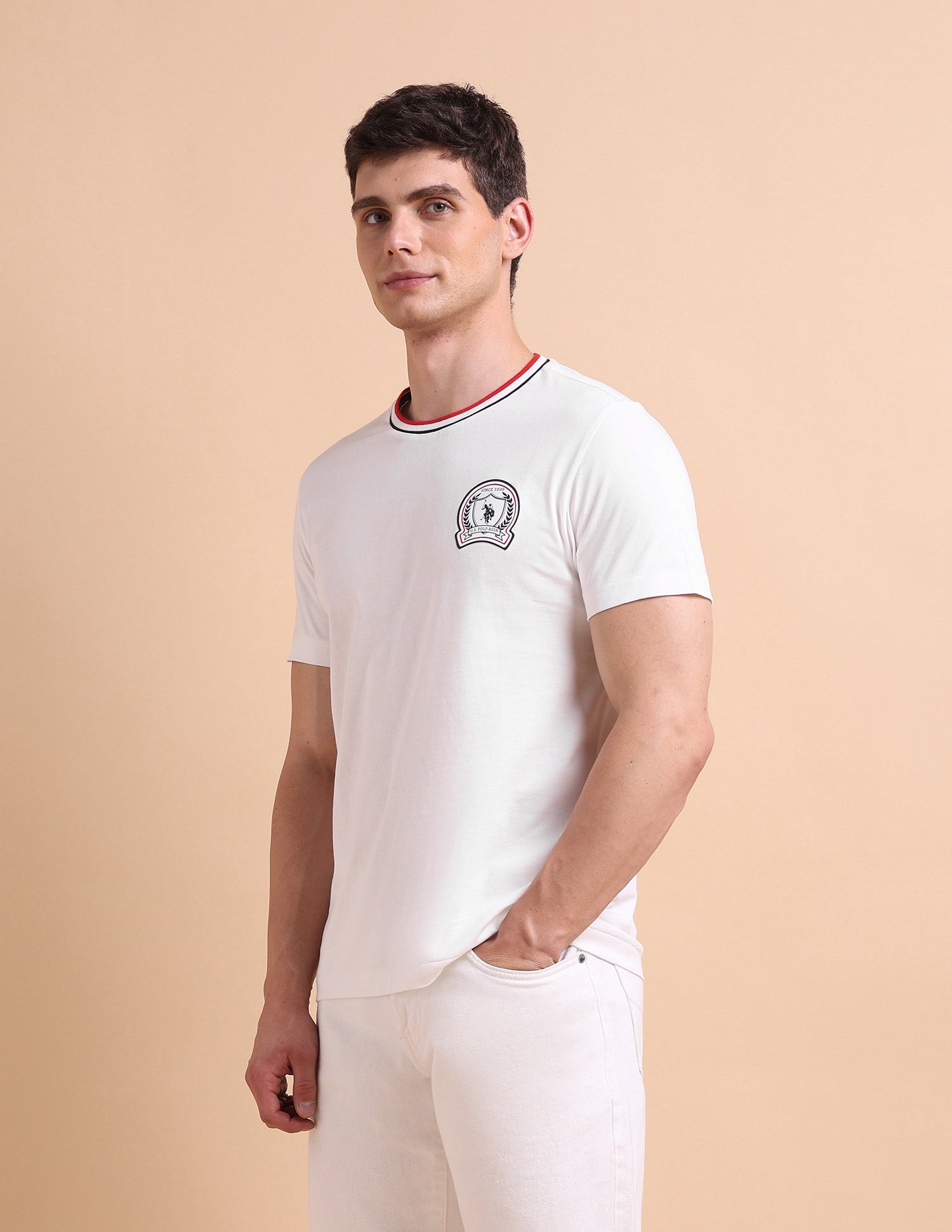 Pure Cotton Slim Fit T-Shirt Off White - U.S. POLO ASSN. | Large