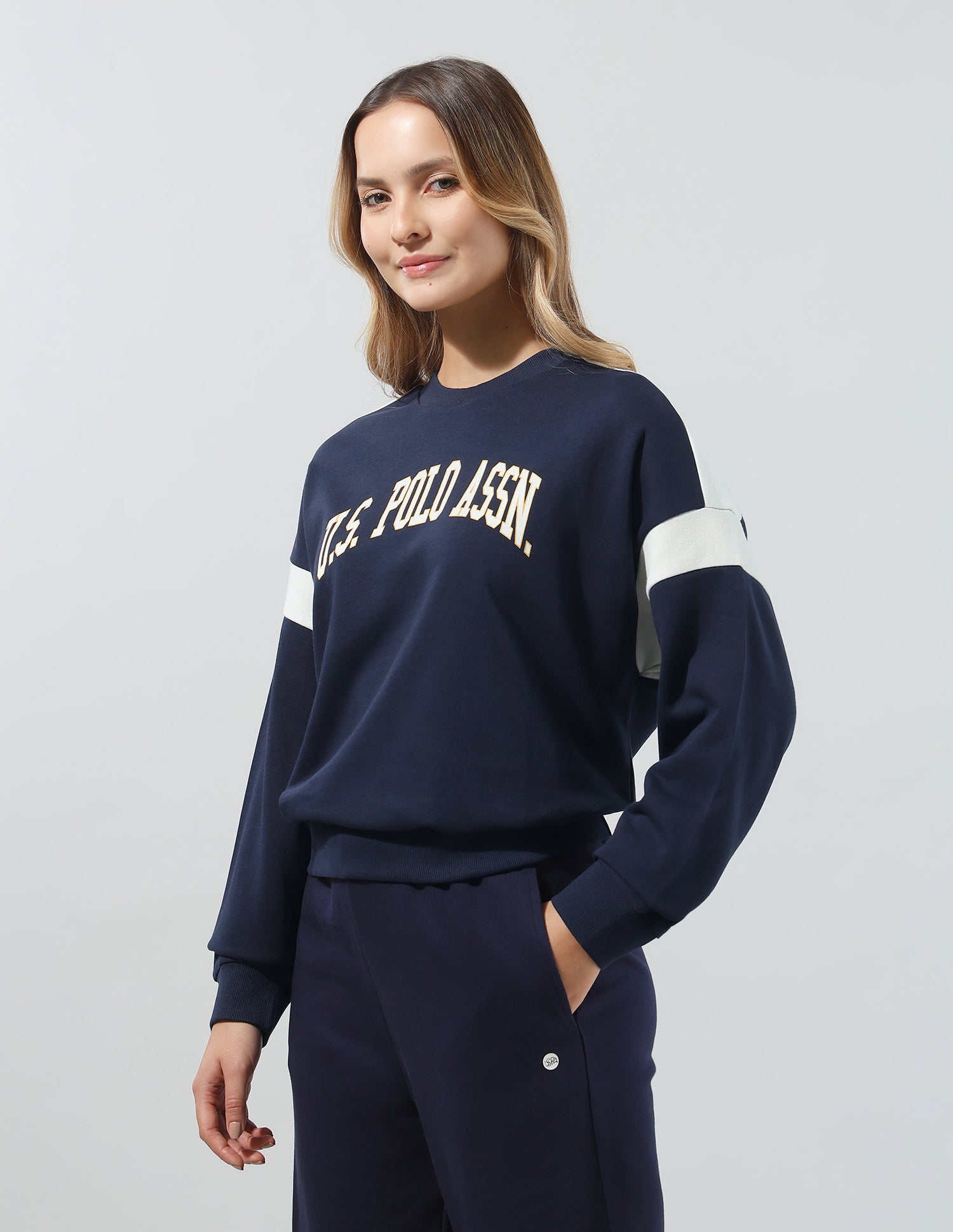 Brand Printed Boxy Fit Sweatshirt Navy - U.S. Polo Assn. India | Large