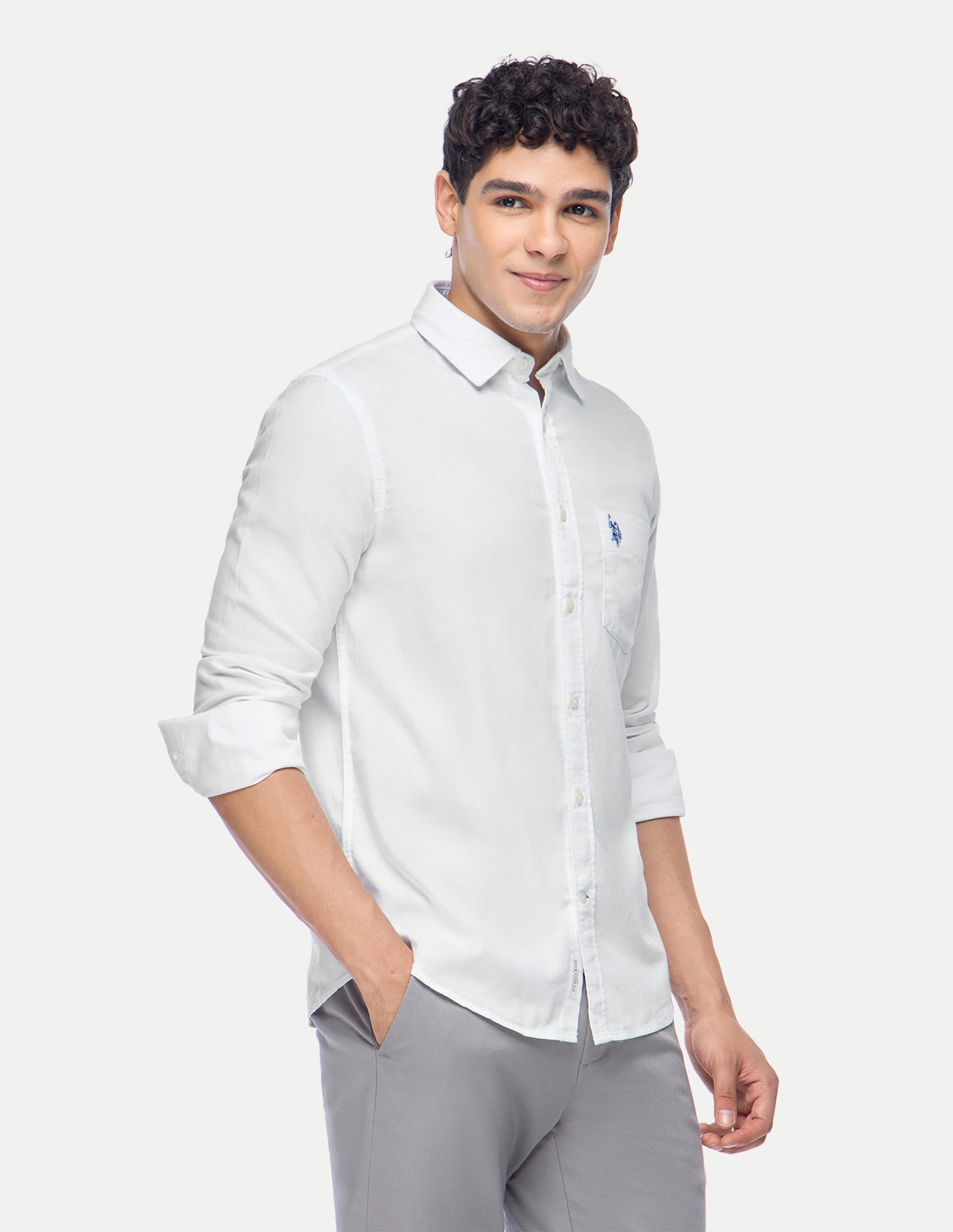Cotton Dobby Formal Shirt White - U.S. Polo Assn. India | Large