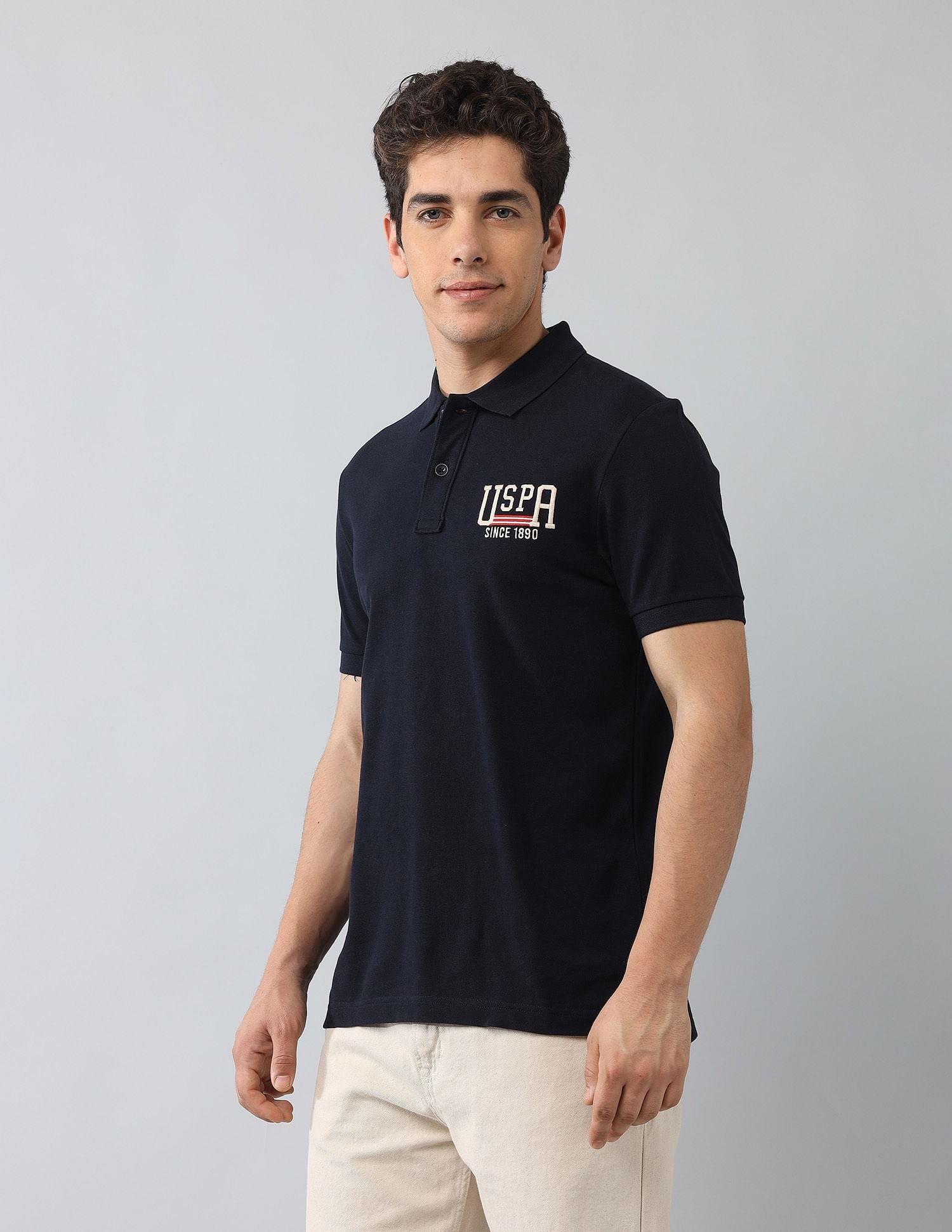 Muscle Fit Brand Printed Polo Shirt Navy - U.S. Polo Assn. India | Large