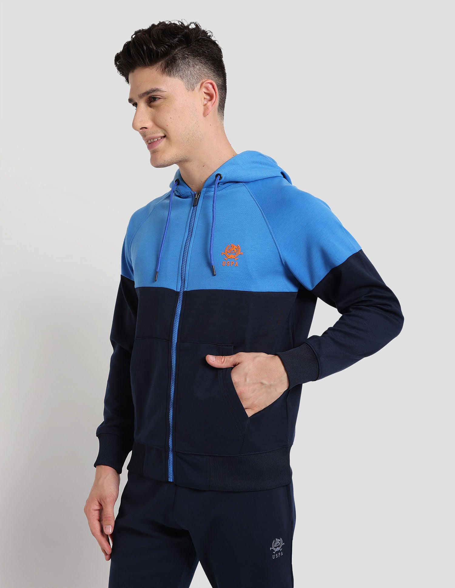 Colour Block Performance Hoodie Blue - U.S. POLO ASSN. | Large