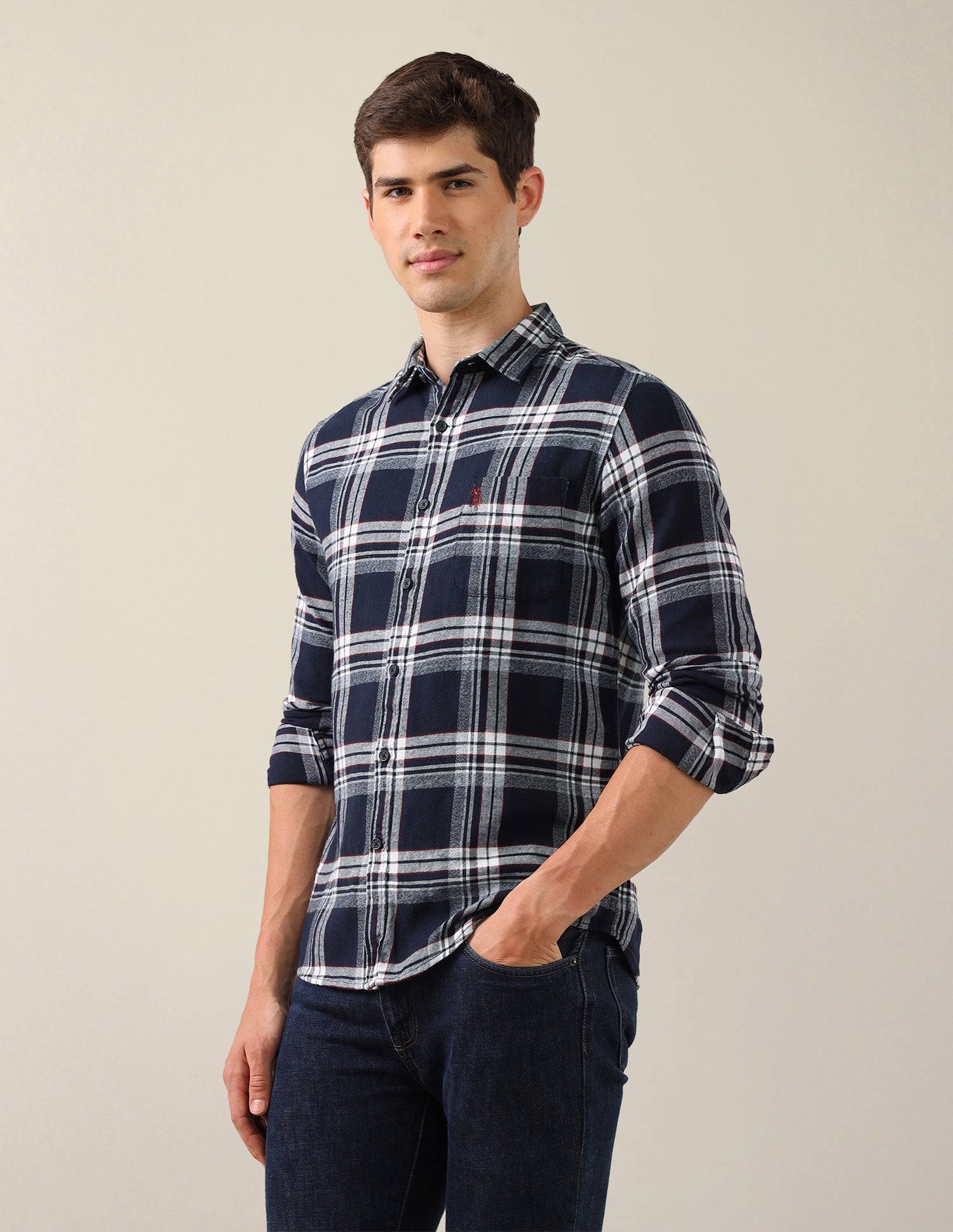 Twill Regular Fit Shirt Navy - U.S. Polo Assn. India | Large