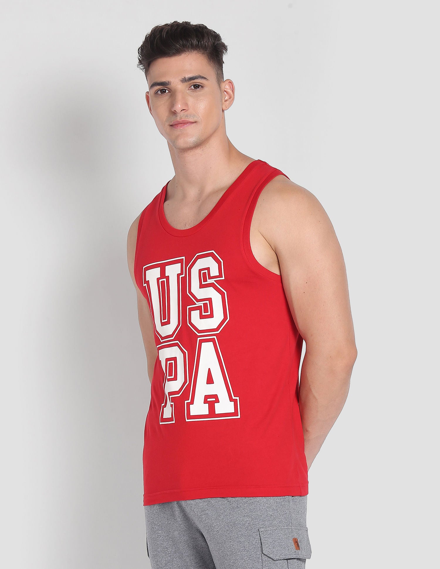 Brand Print Cotton IYBD Vest - Pack Of 1 Cinnabar - U.S. POLO ASSN. | Large