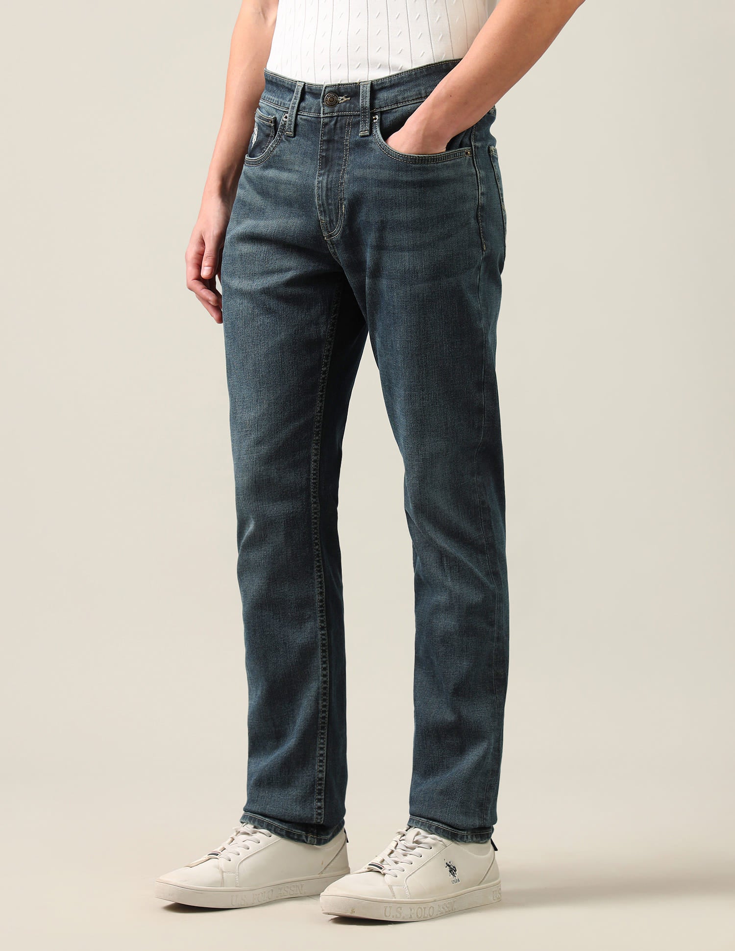 Harold Slim Straight Fit Blue Jeans Blue - U.S. Polo Assn. India | Large