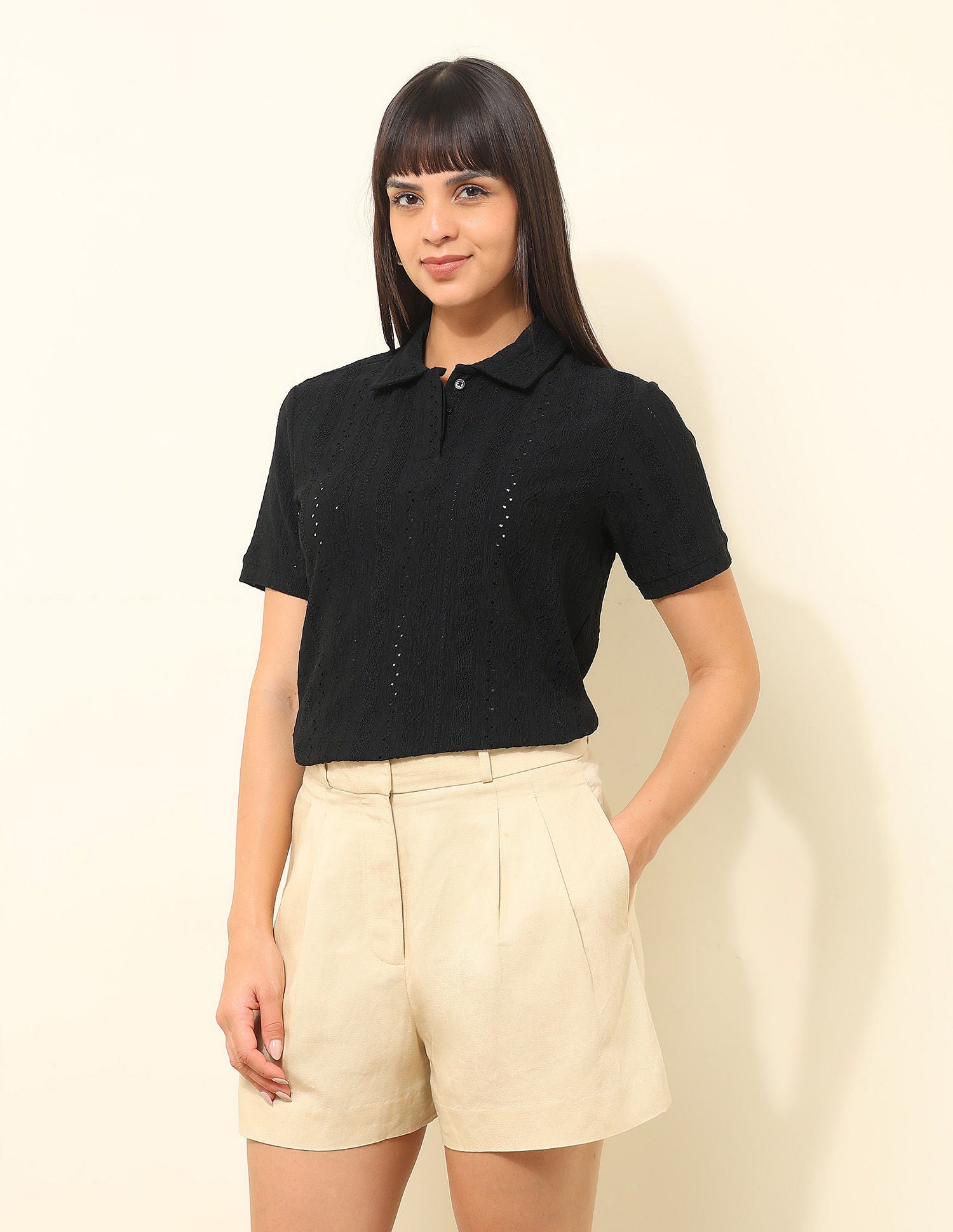 Regular Fit Textured Polo Shirt Black - U.S. POLO ASSN. | Large