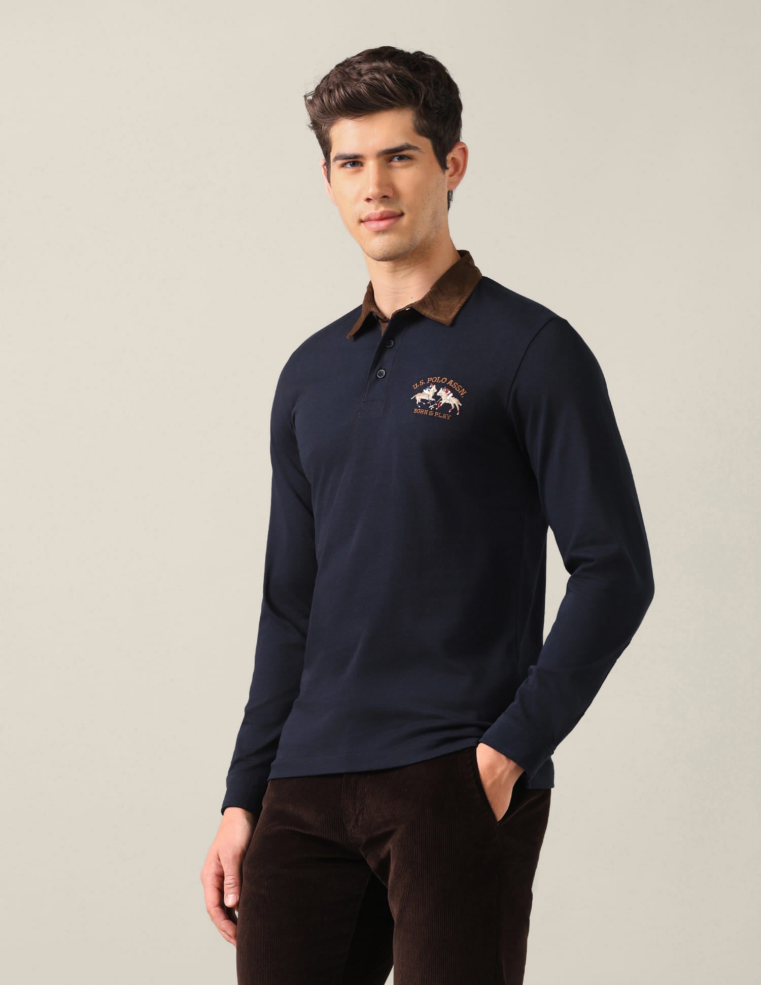 Solid Slim Fit Polo Shirt Blue - U.S. Polo Assn. India | Large