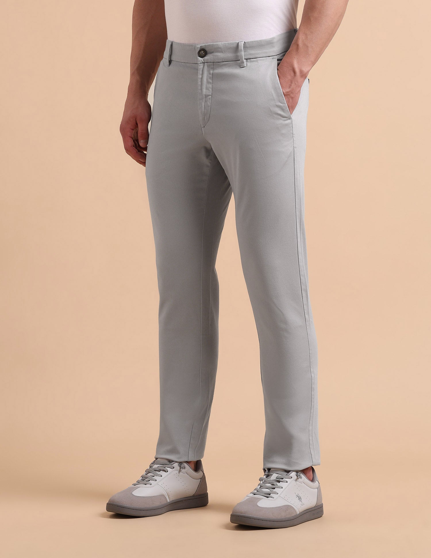 Satin Super Slim Fit Trousers Light Grey - U.S. POLO ASSN. | Large