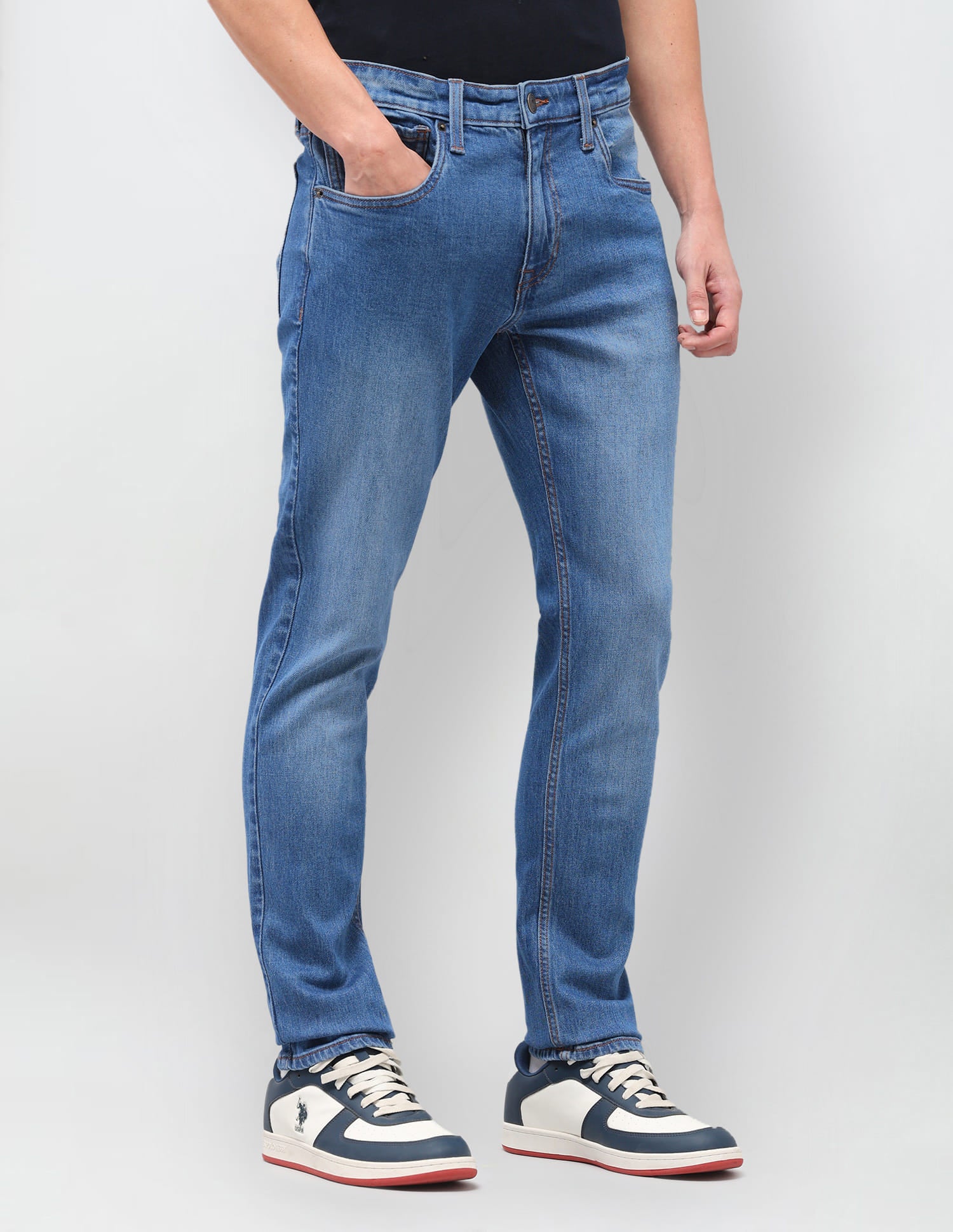 Solid Slim Fit Jeans Blue - U.S. Polo Assn. India | Large