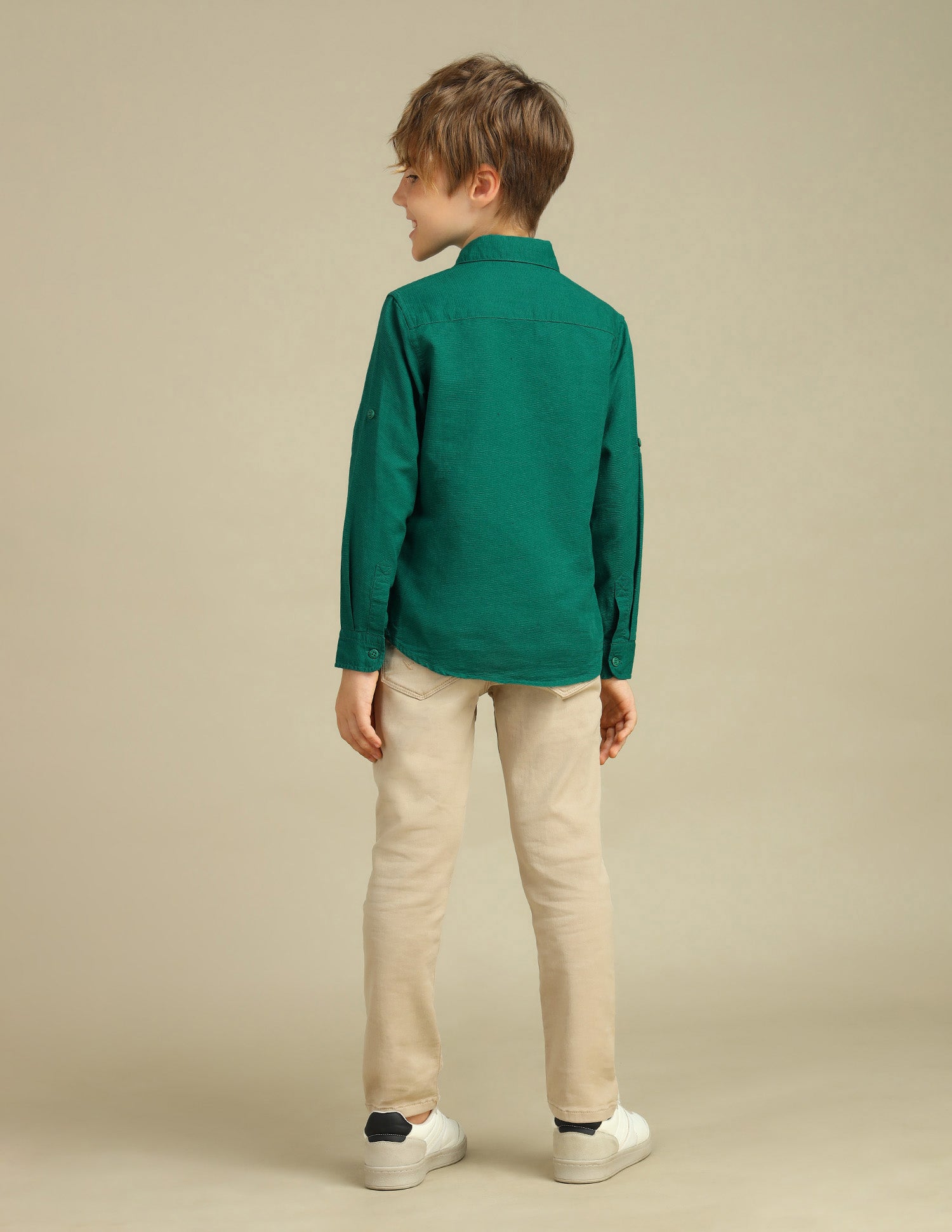 Boys Spread Collar Regular Fit Shirt Green - U.S. POLO ASSN. | Large