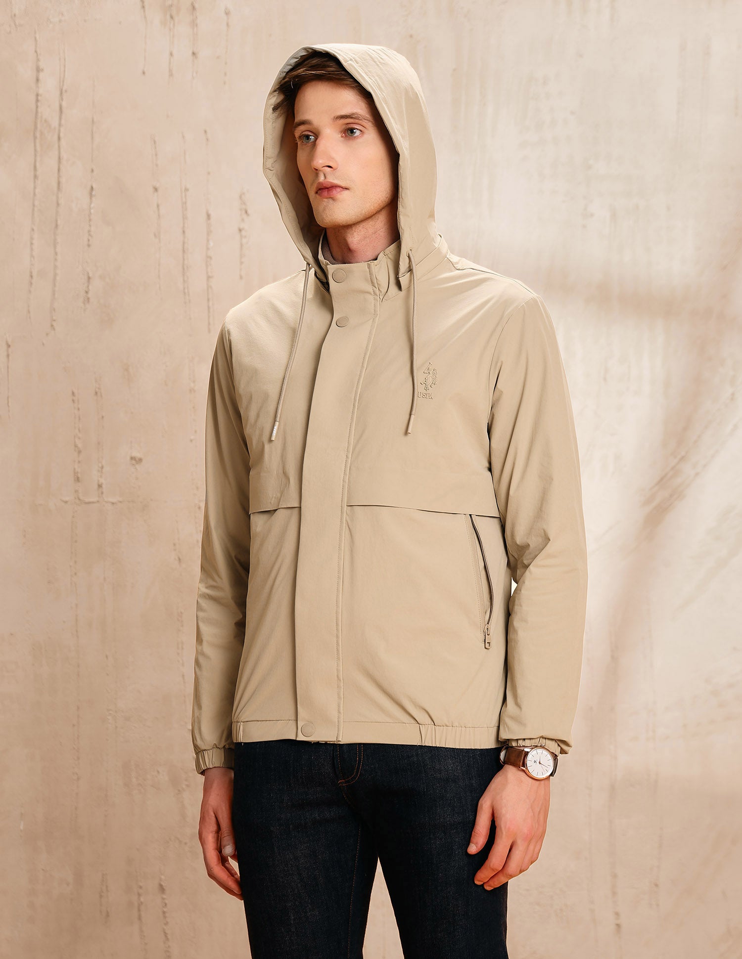 Detachable Hood Legend Of Horseshoe Jacket Beige - U.S. POLO ASSN. | Large