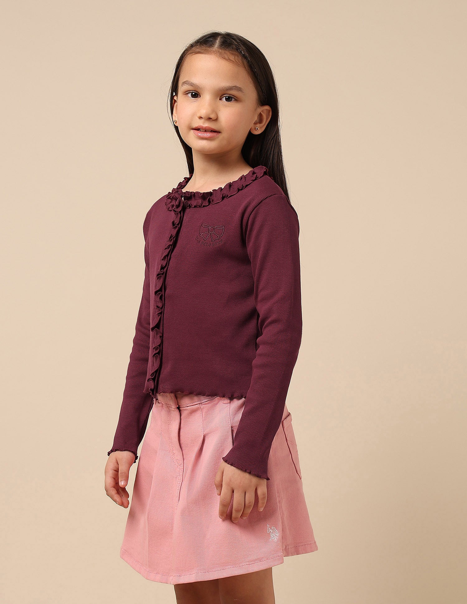 Girls Textured Slim Fit Top Burgundy - U.S. POLO ASSN. | Large