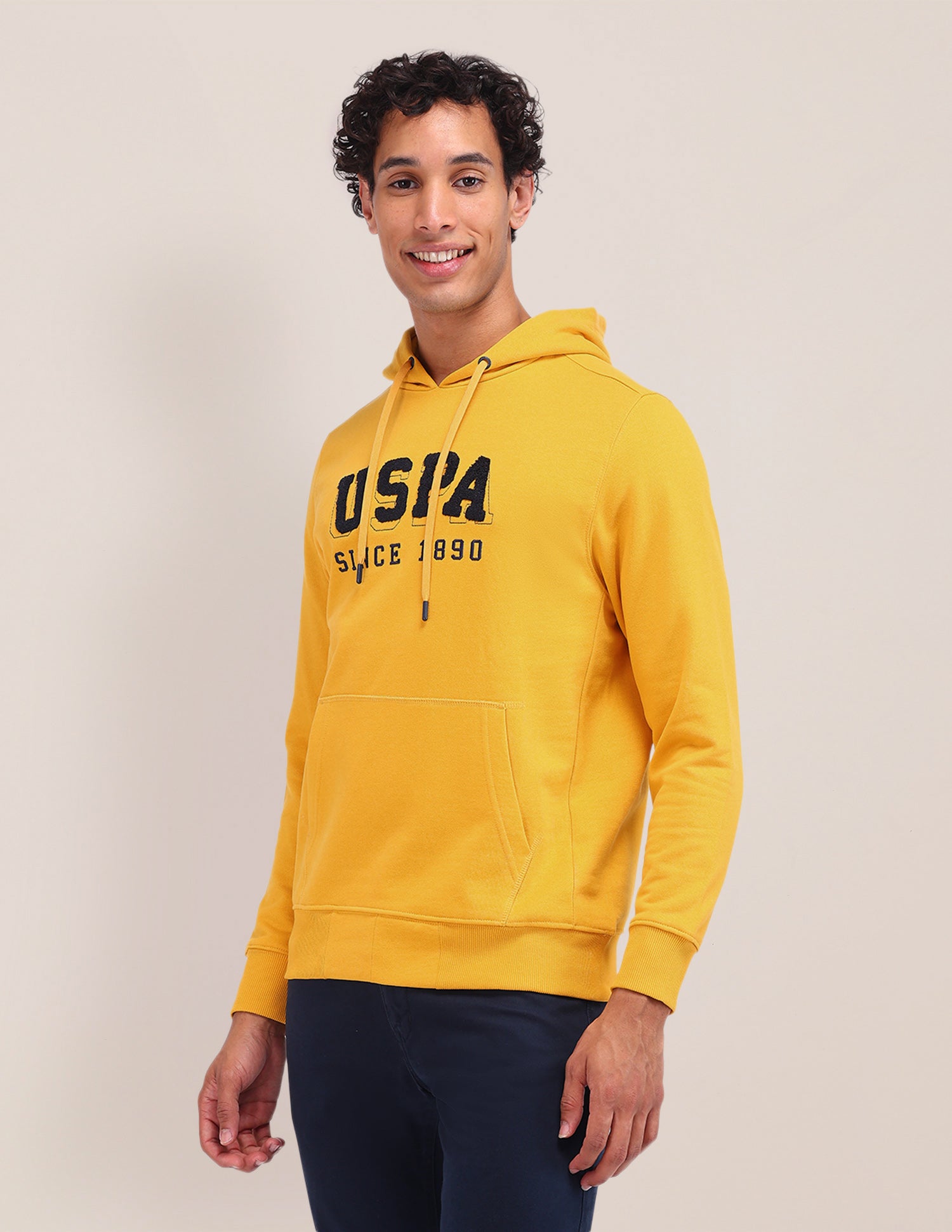 Brand Printed Regular Fit Sweatshirt Mustard - U.S. POLO ASSN. | Large