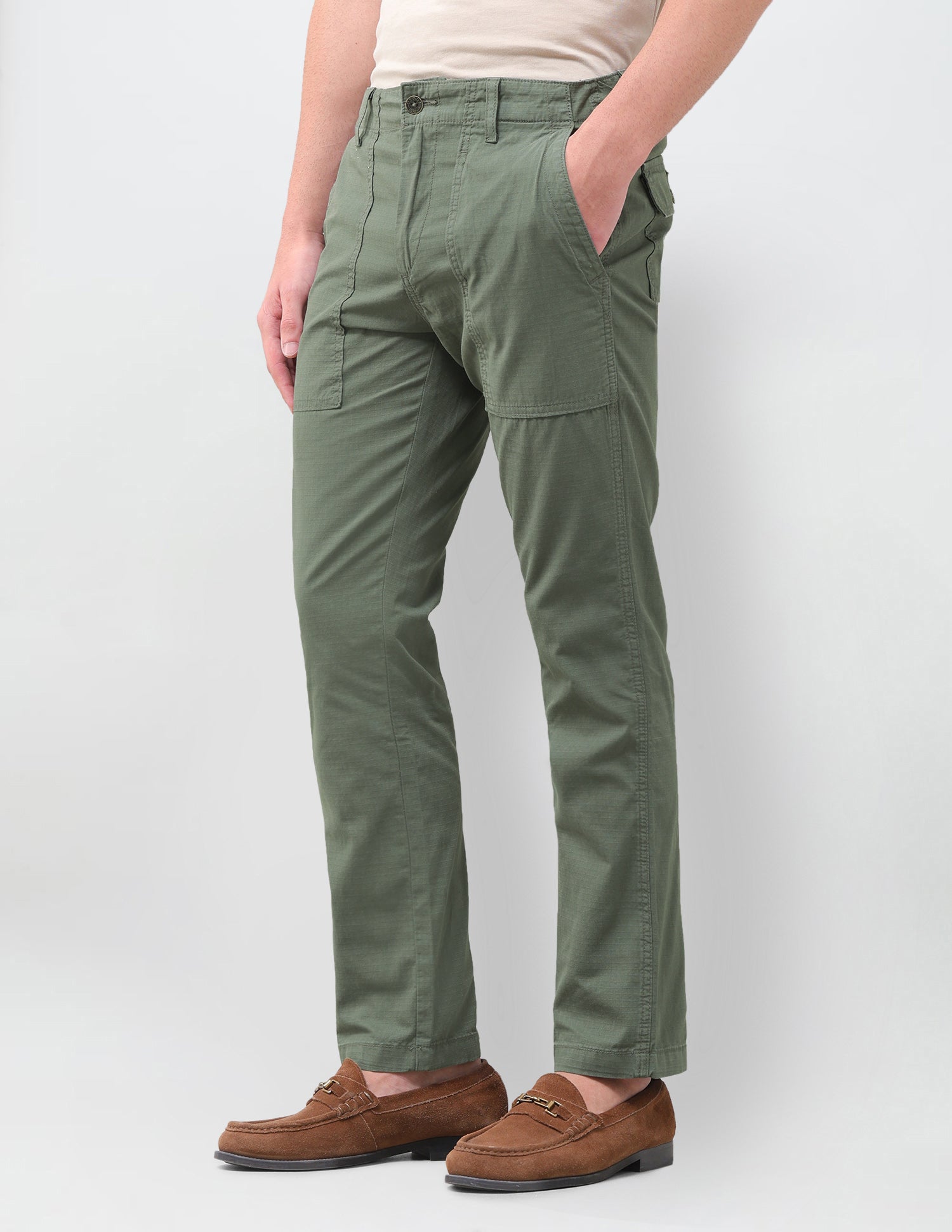 Harold Slim Straight Fit Mid Rise Trouser Olive - U.S. Polo Assn. India | Large