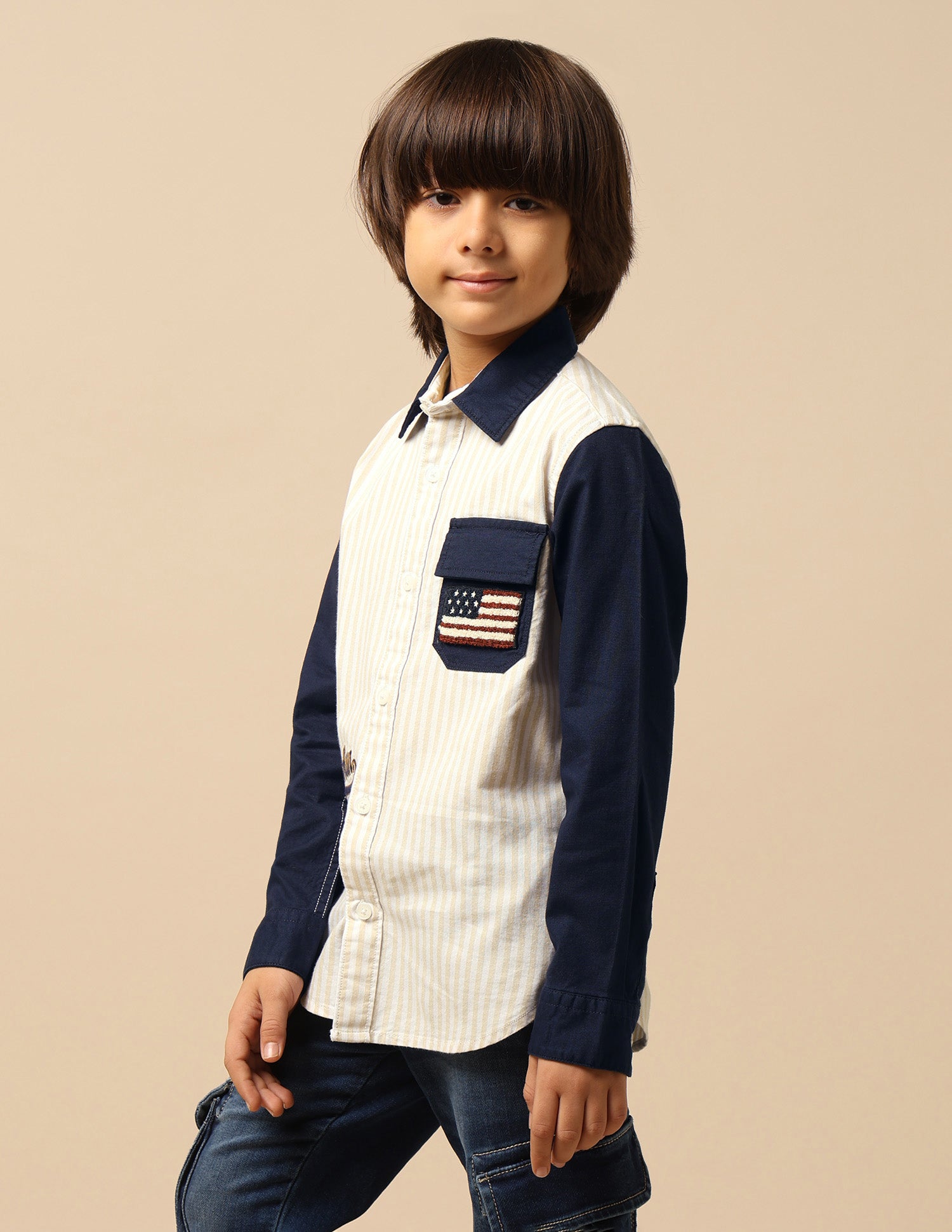 Boys Brand Embroidered Regular Fit Shirt Natural - U.S. POLO ASSN. | Large