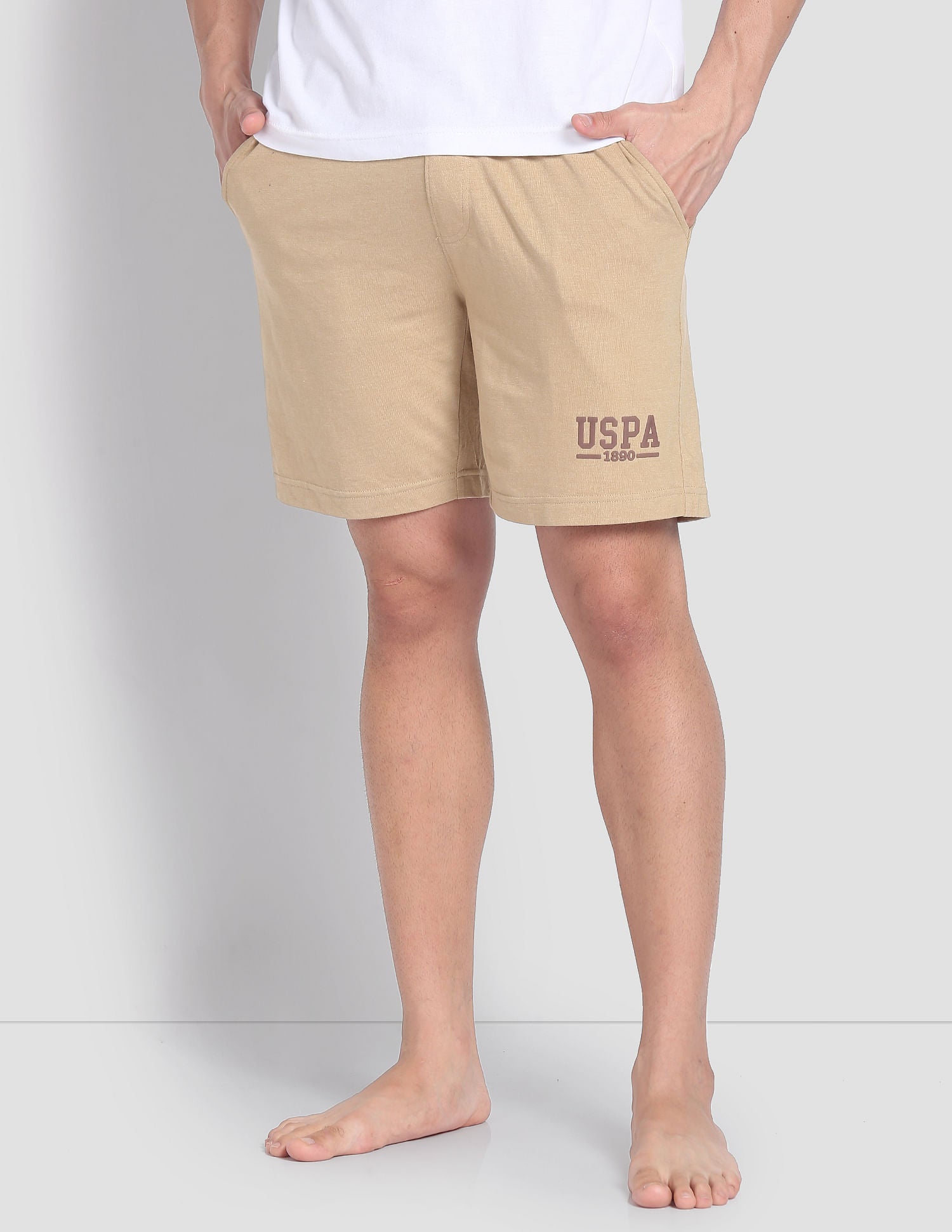 Solid Logo IYBF Knit Shorts - Pack Of 1 Beige - U.S. POLO ASSN. | Large