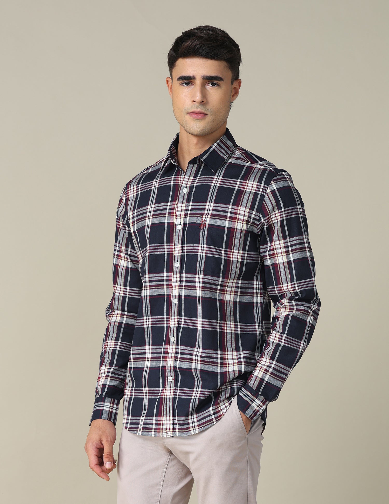 Plaid Checked Regular Fit Shirt Navy - U.S. POLO ASSN. | Large