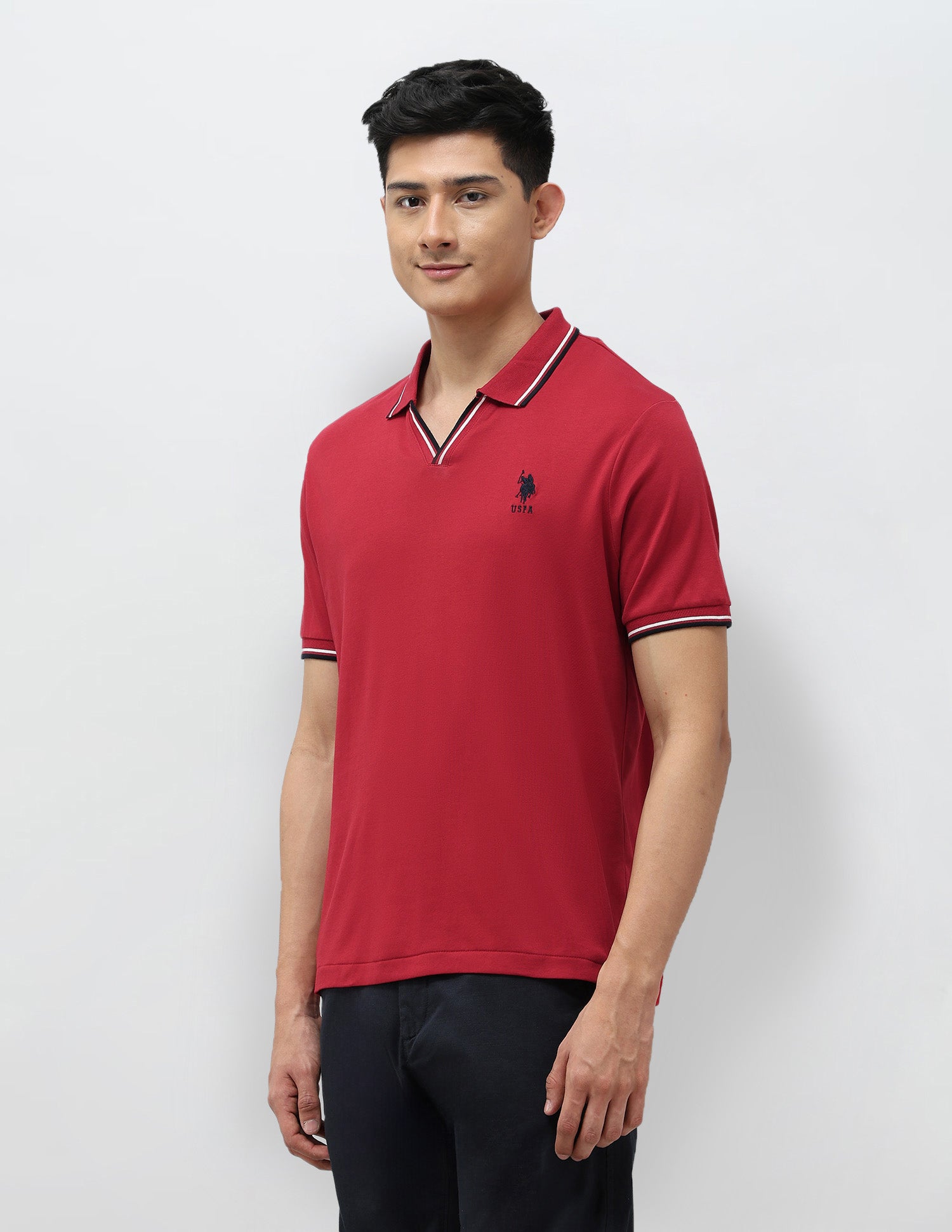 Pure Cotton Slim Fit Polo Shirt Dark Red - U.S. Polo Assn. India | Large