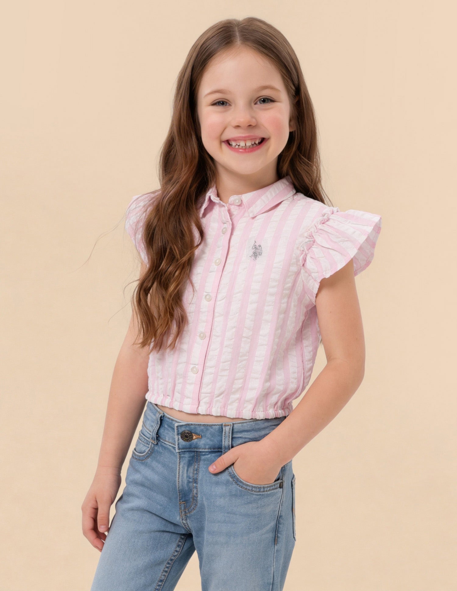 Vertical Striped Regular Fit Top Pink - U.S. Polo Assn. India | Large