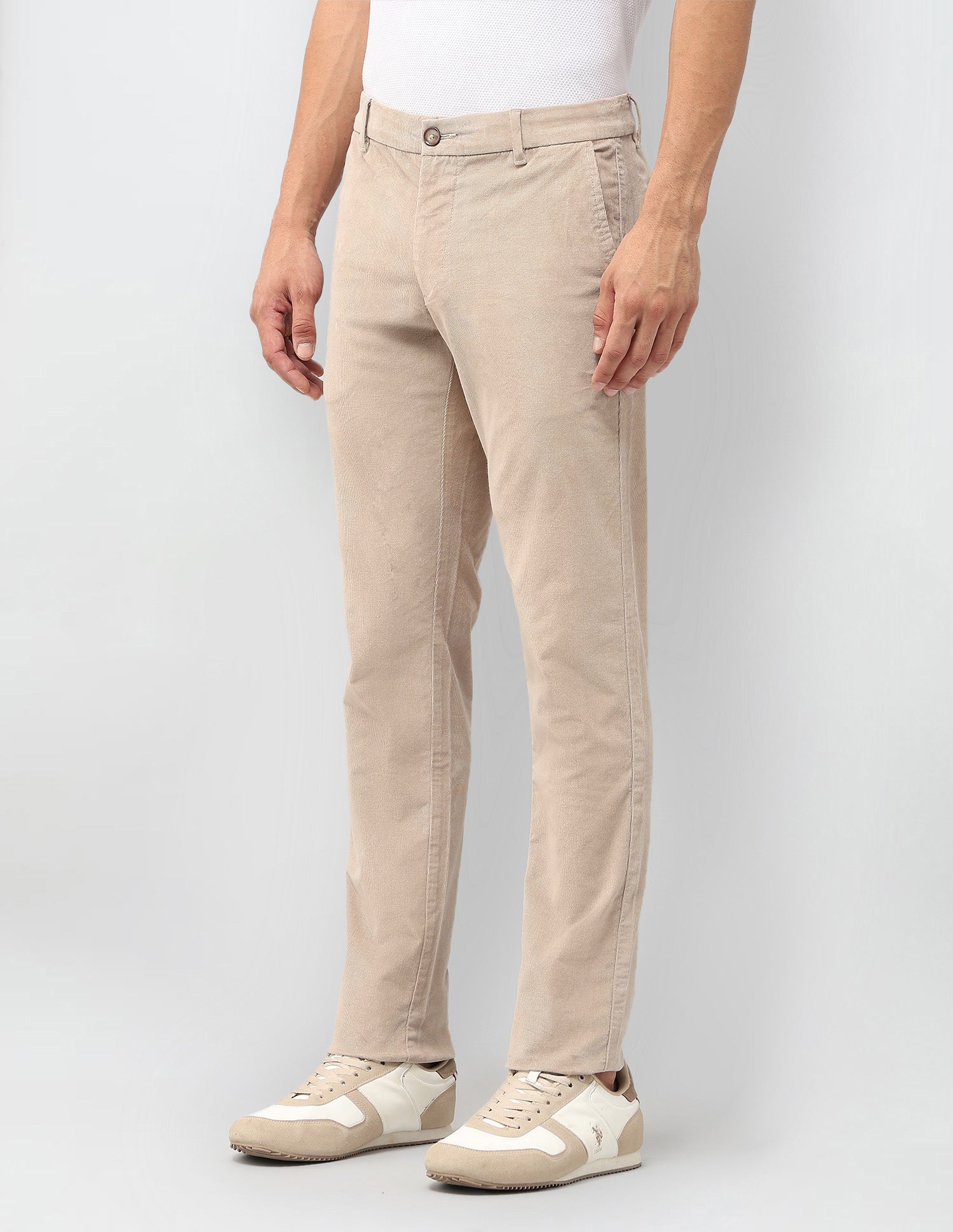 Denver Slim Fit Corduroy Trousers Beige - U.S. POLO ASSN. | Large