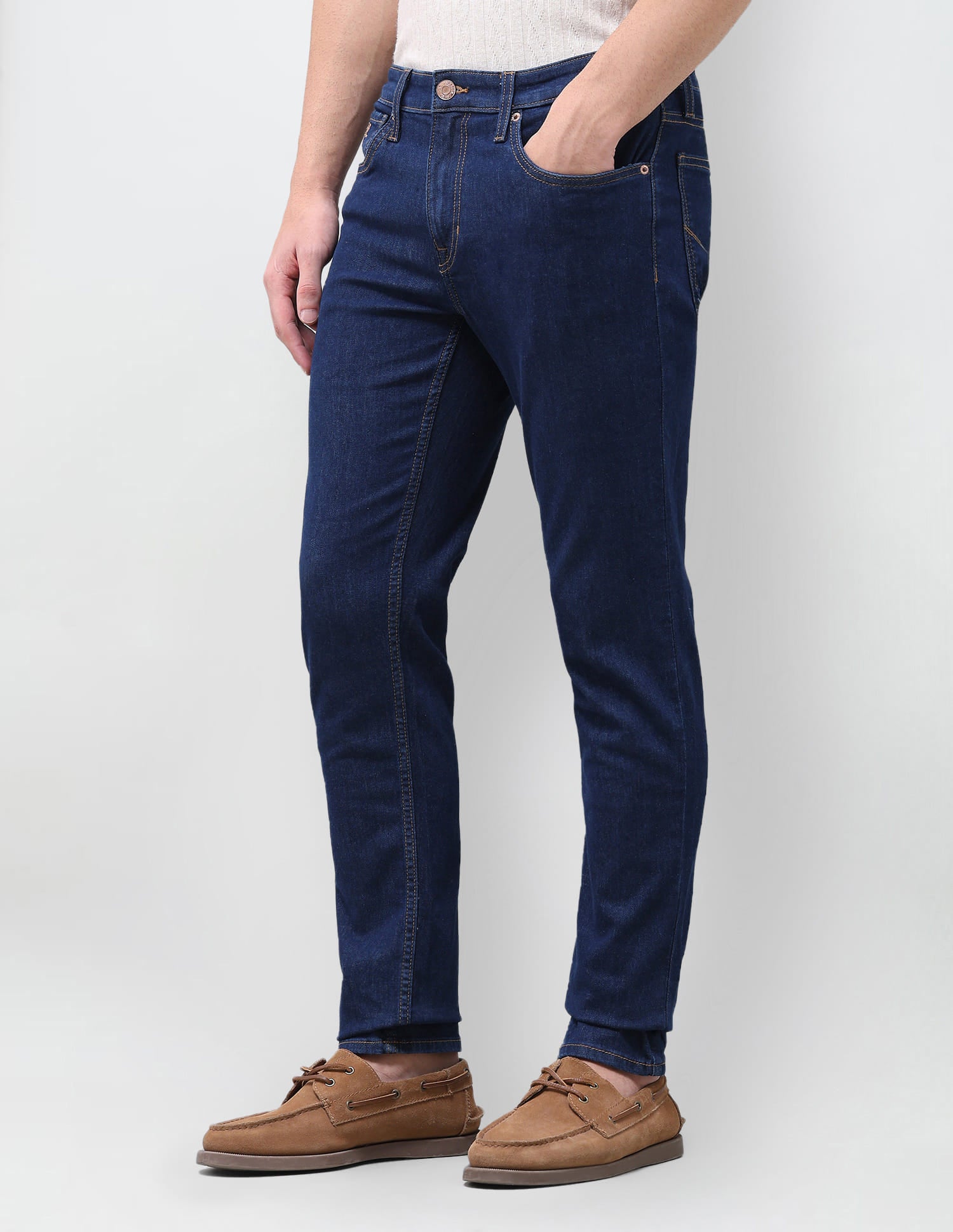 Solid Slim Tapered Fit Jeans Blue - U.S. Polo Assn. India | Large