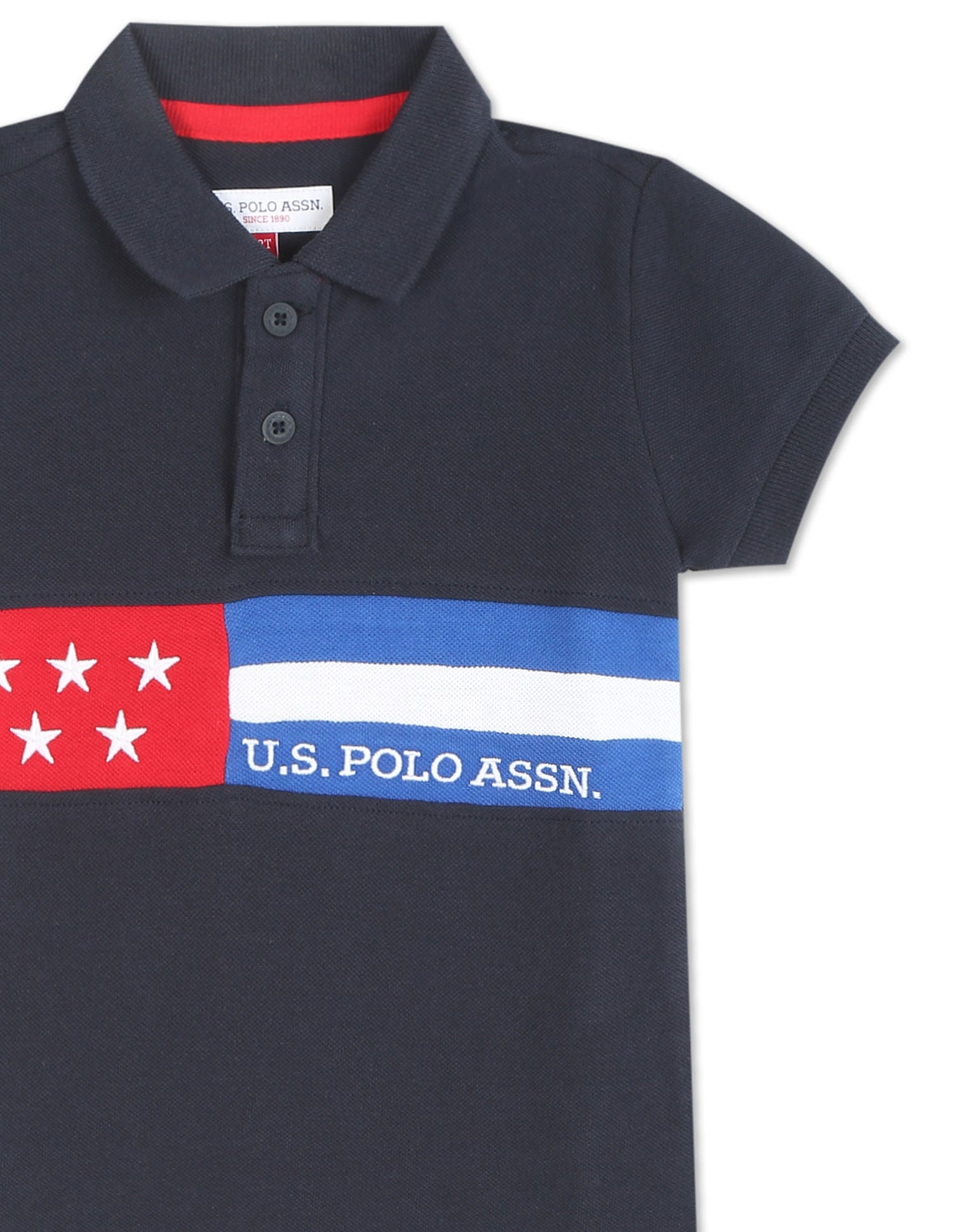 Ribbed Collar Colour Block Polo Shirt Navy - U.S. Polo Assn. India | Large