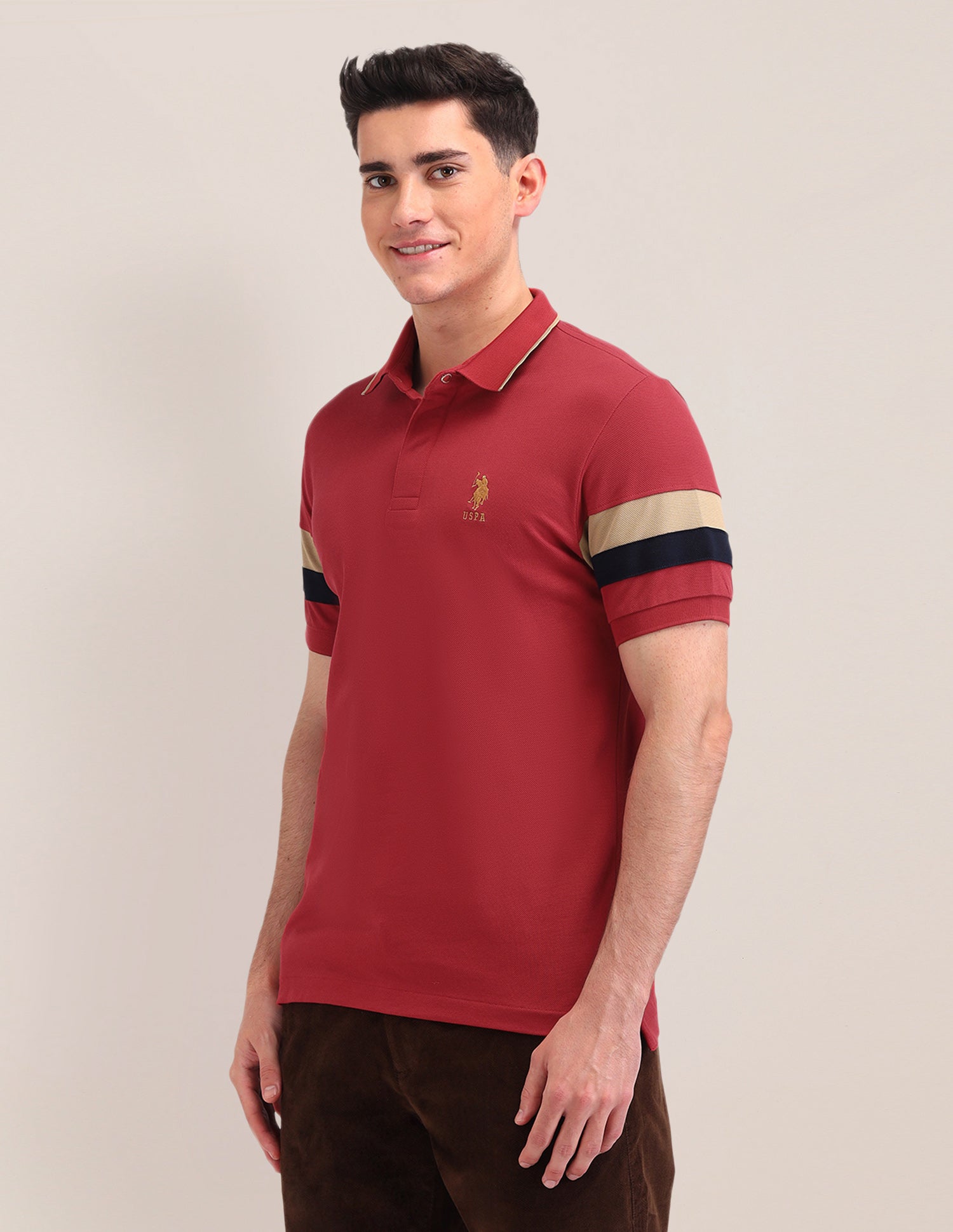 Solid Pattern Cotton Polo Shirt Rust - U.S. POLO ASSN. | Large