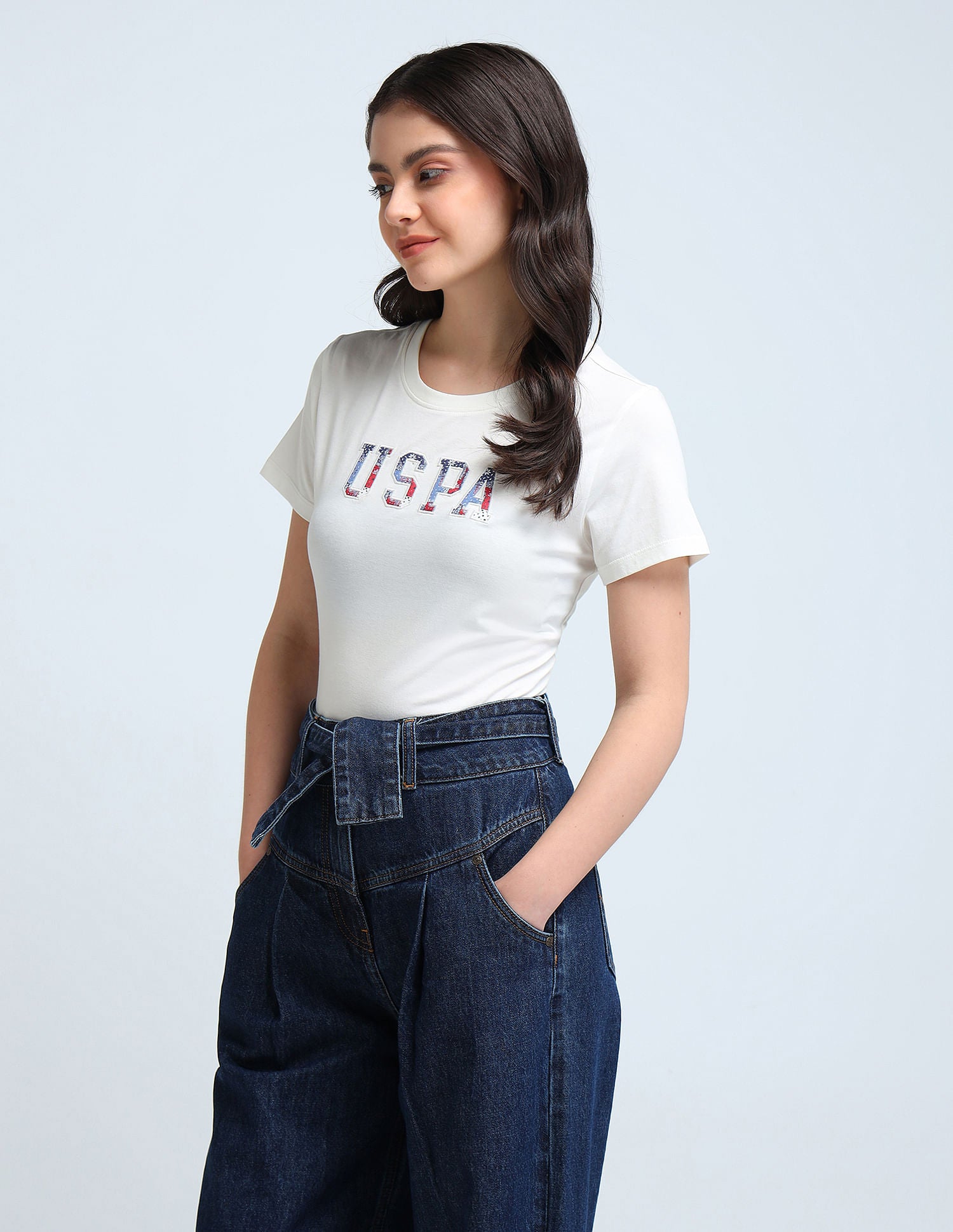 Boho Applique Regular Fit T-Shirt Off White - U.S. POLO ASSN. | Large