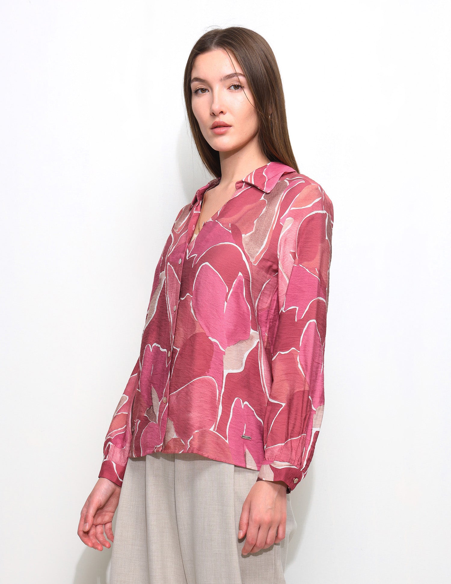 Abstract Printed V-Neck Collar Shirt Maroon - U.S. Polo Assn. India | Large