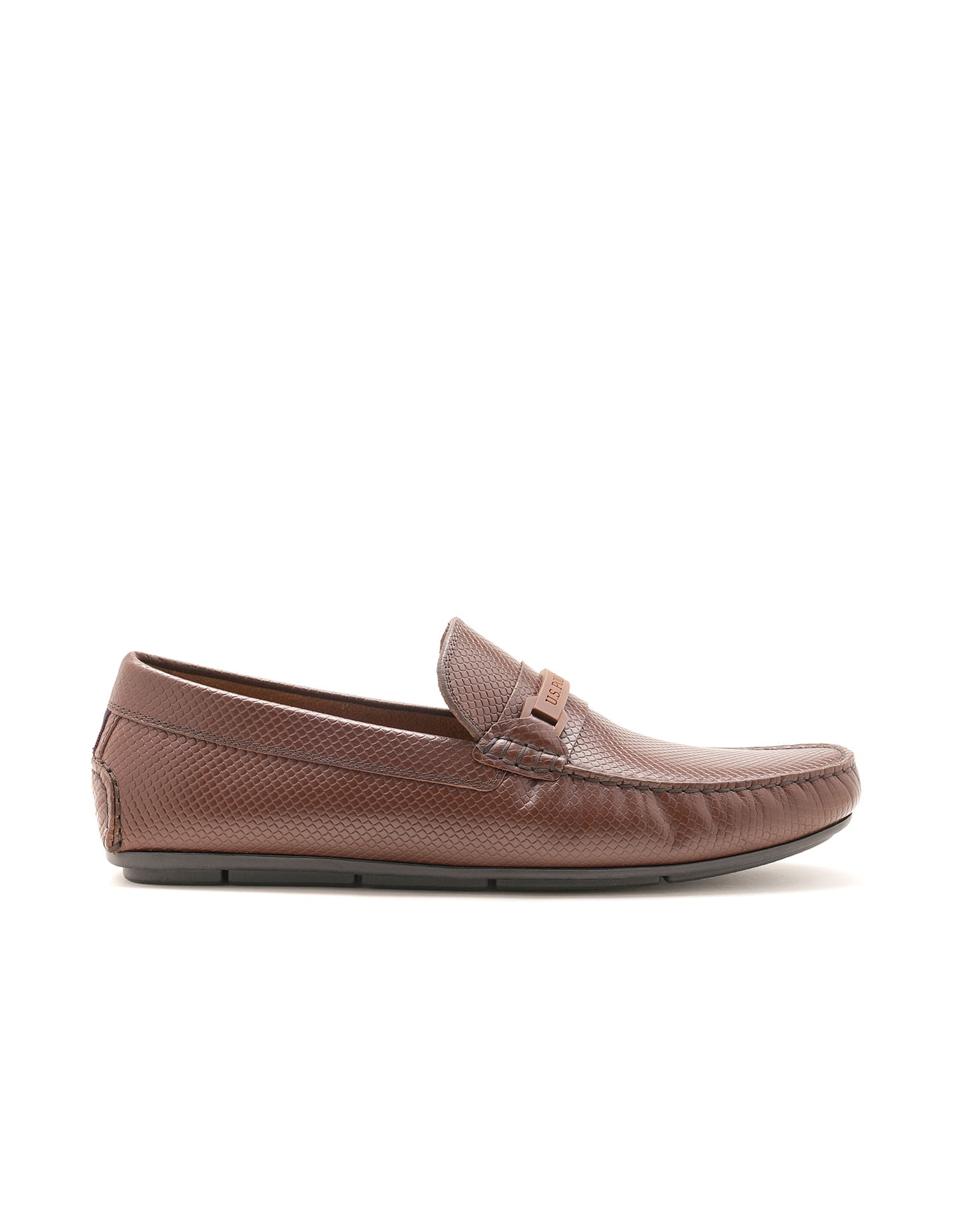 Men Perforated Leather Terren Loafers Brown - U.S. Polo Assn. India | Large
