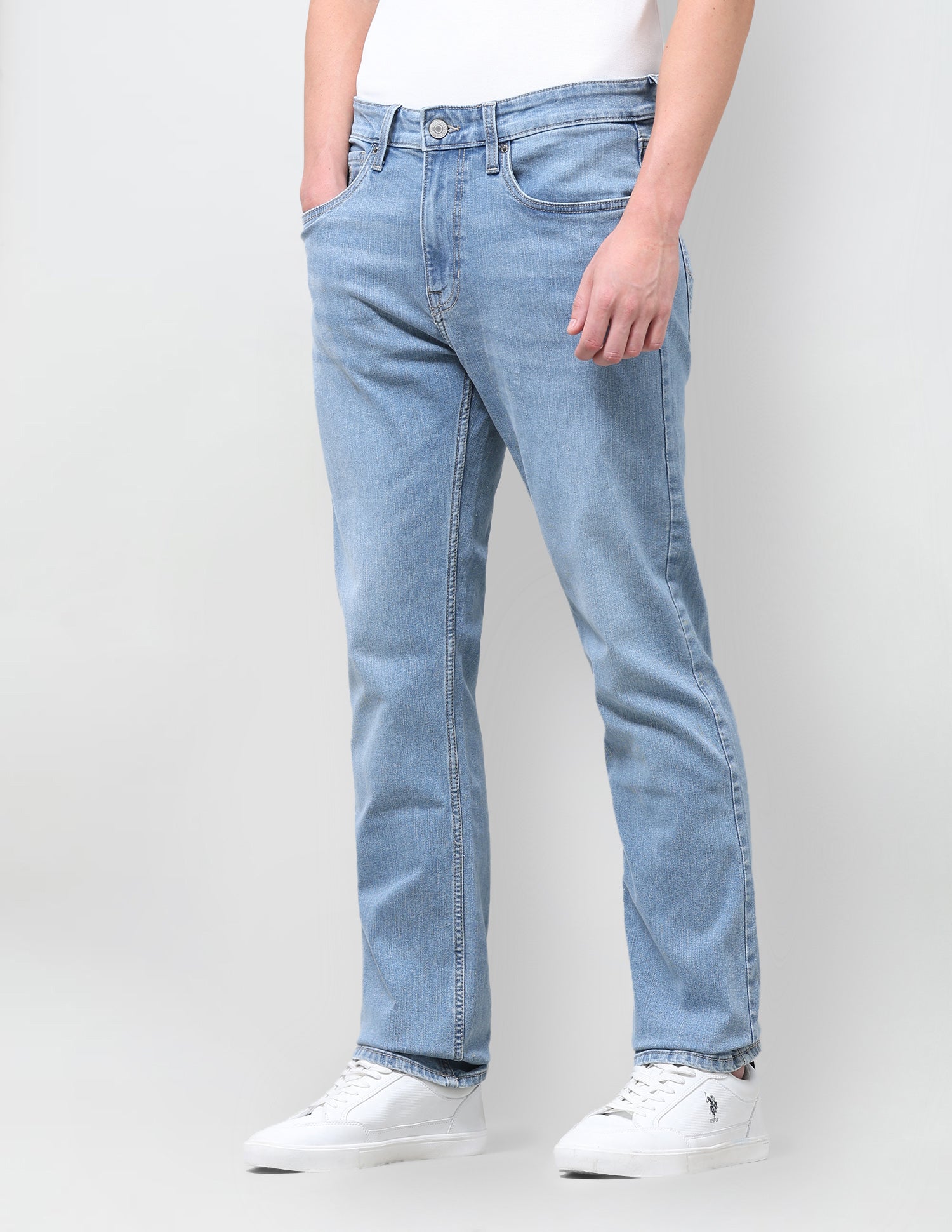Harold Slim Straight Fit Blue Jeans Light Indigo - U.S. Polo Assn. India | Large
