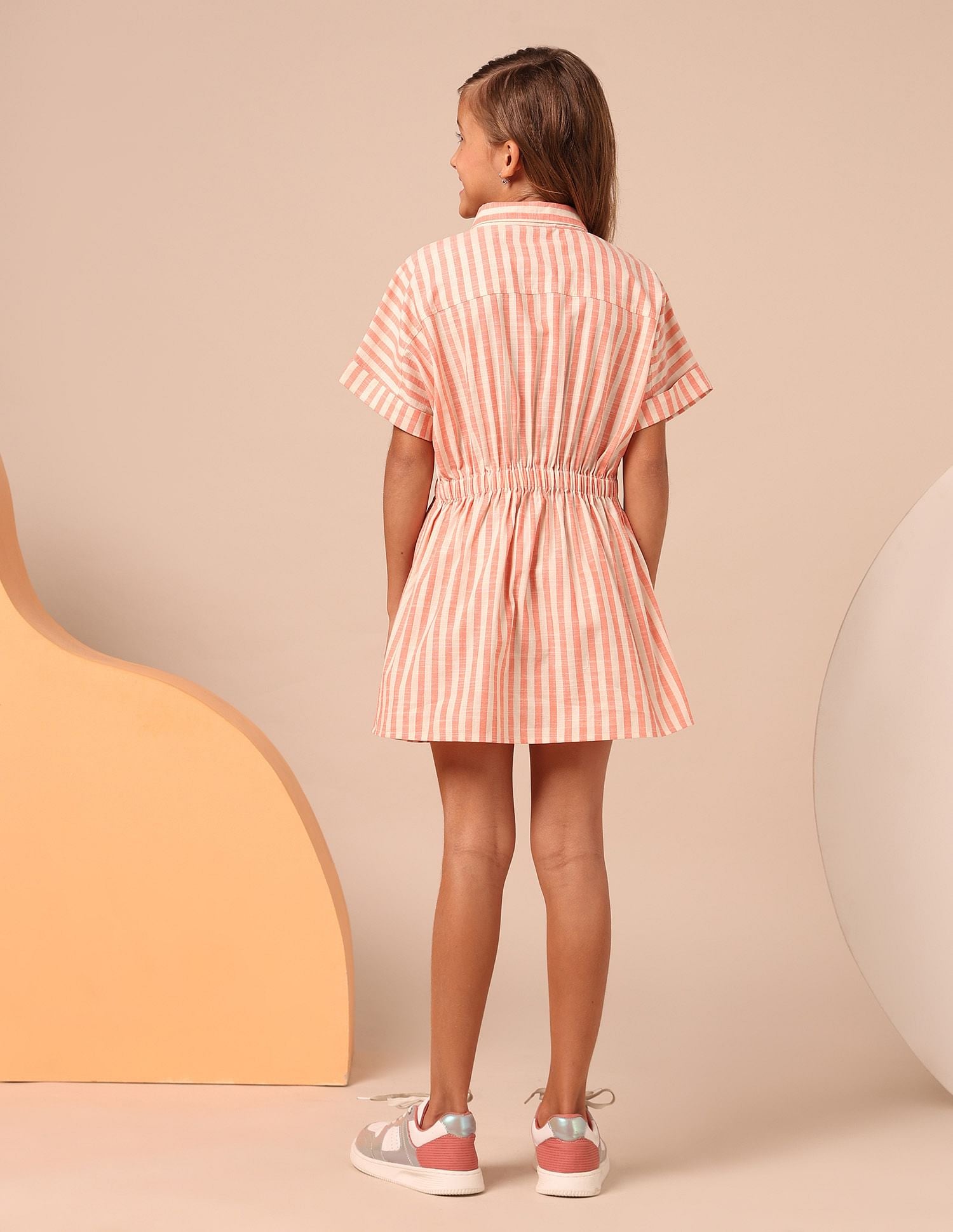 Girls Vertical Striped Shirt Dress Coral - U.S. POLO ASSN. | Large