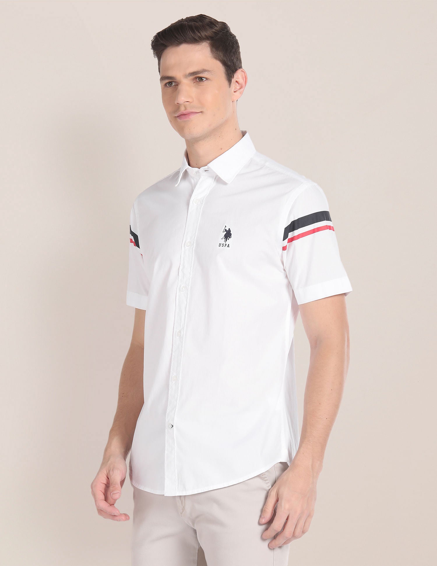 Short Sleeve Horizontal Stripe Shirt White - U.S. POLO ASSN. | Large