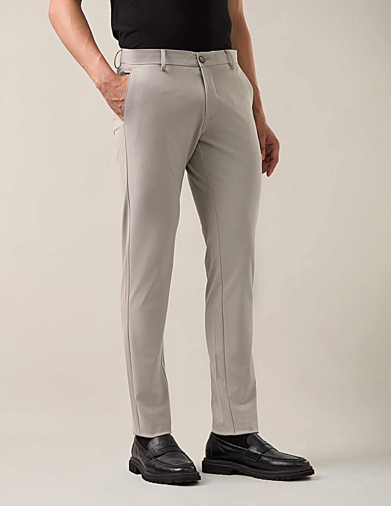 Austin Slim Fit Satin Trousers Ecru - U.S. Polo Assn. India | Large