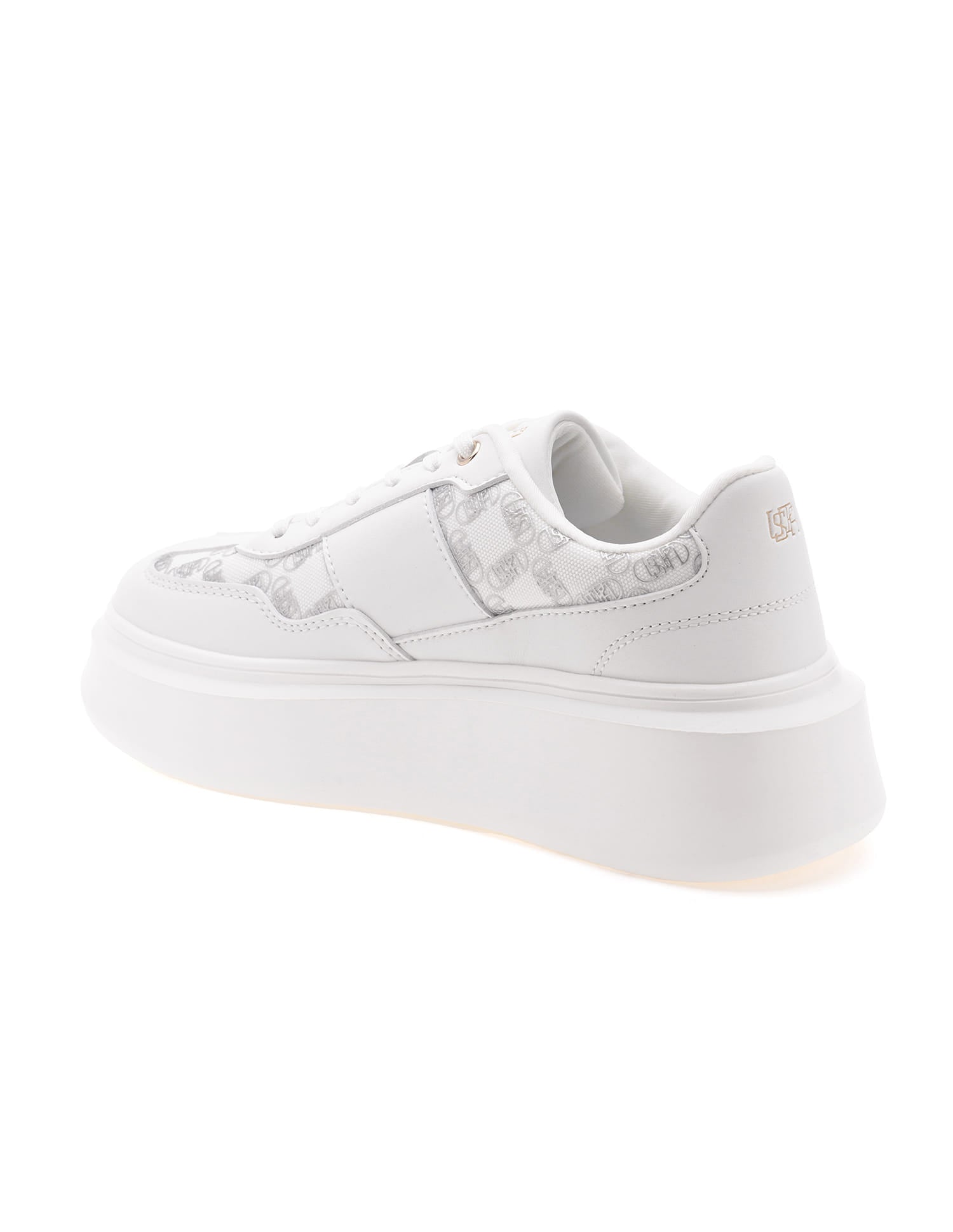 Marlene White Monogram Print Sneaker Shoes White - U.S. Polo Assn. India | Large