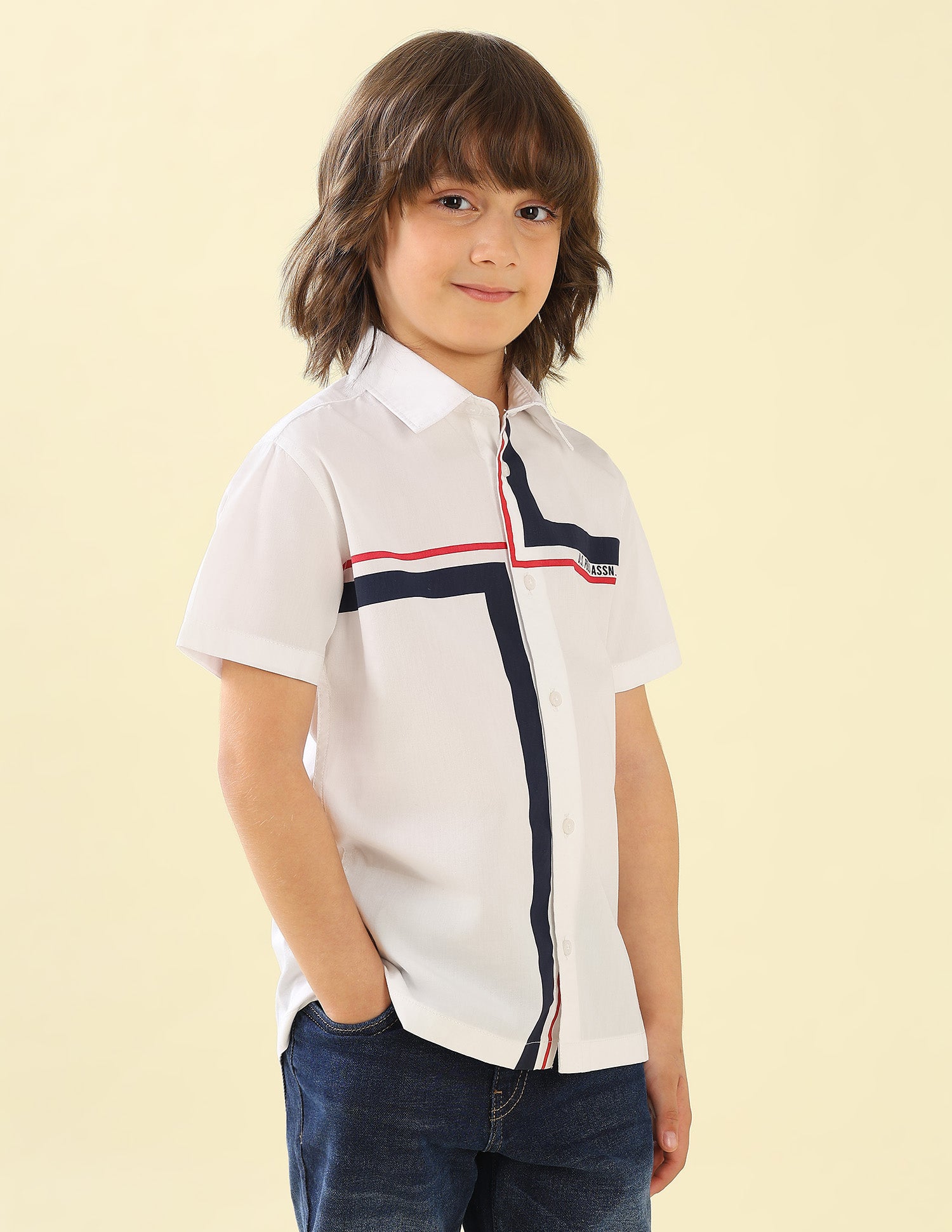 Vertical Striped Regular Fit Shirt White - U.S. Polo Assn. India | Large