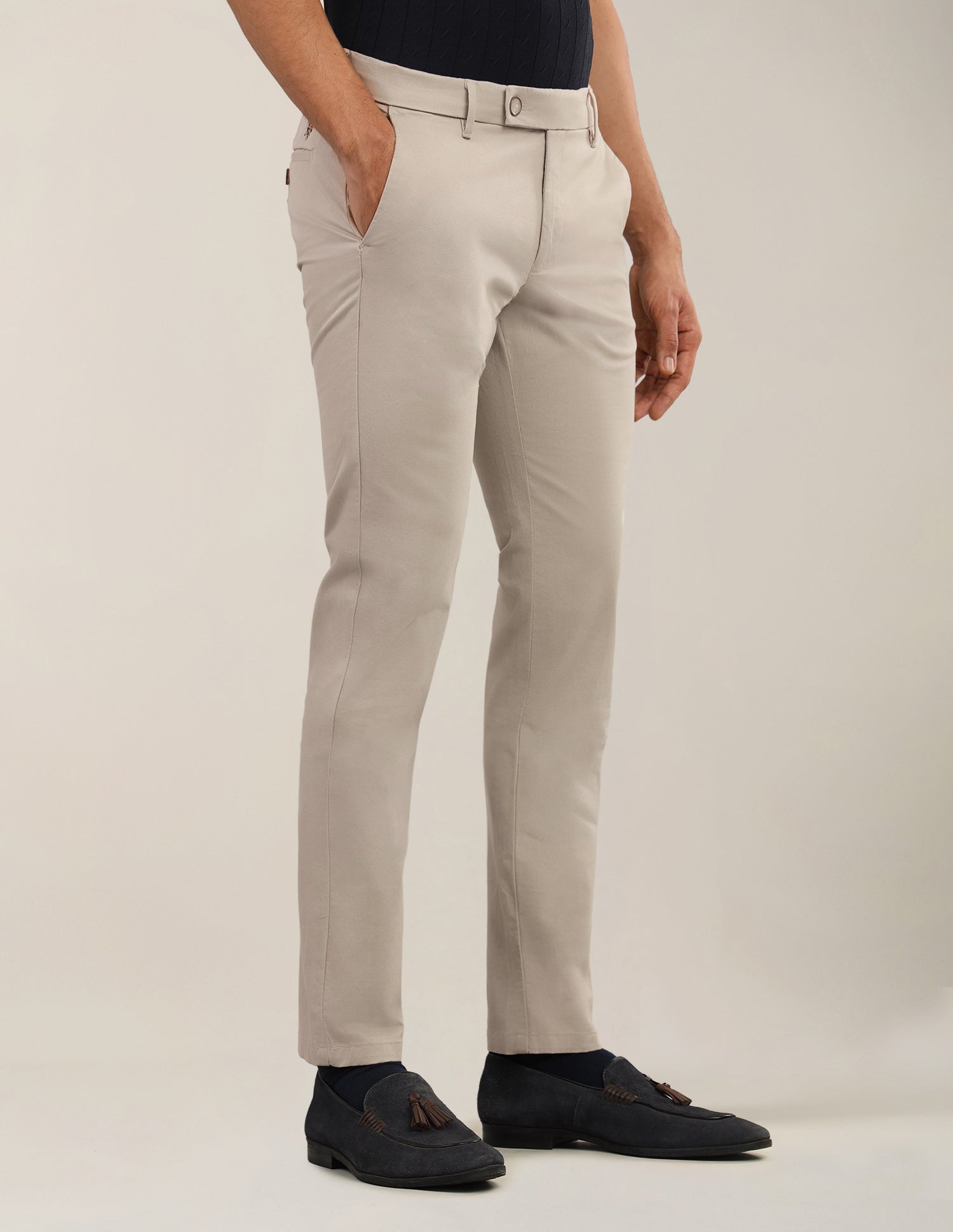 Textured Satin Trousers Beige - U.S. Polo Assn. India | Large
