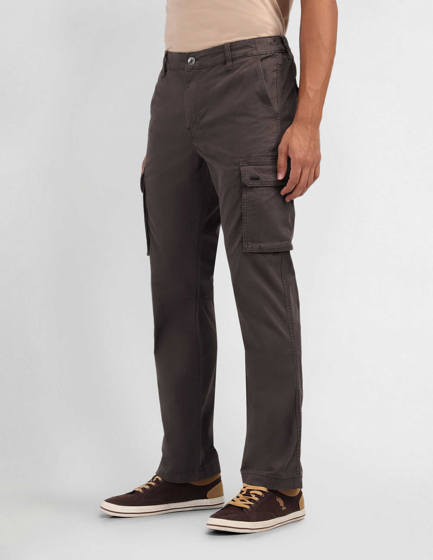 Solid Straight Fit Trousers Choco Brown - U.S. Polo Assn. India | Large
