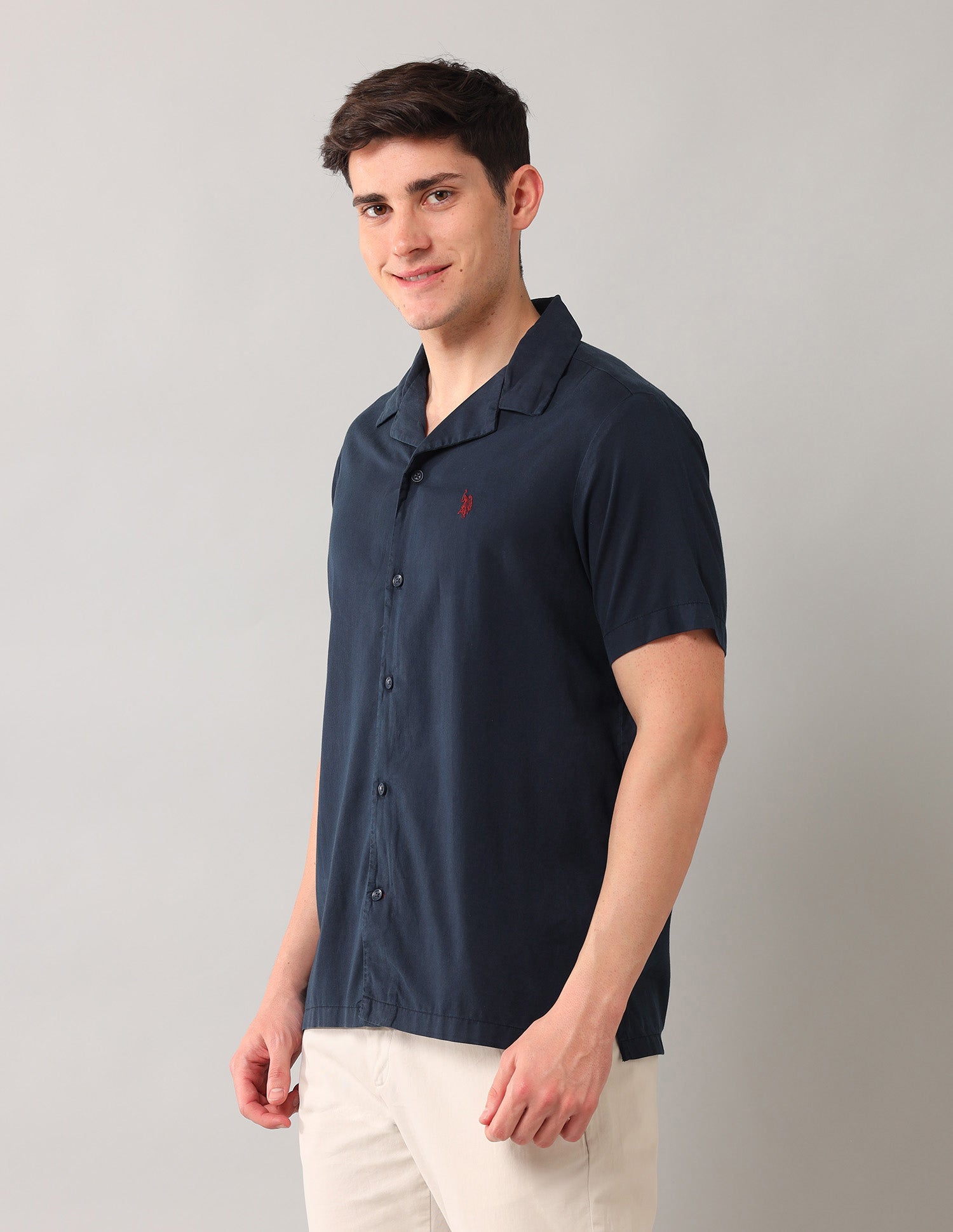 Solid Relaxed Fit Shirt Navy - U.S. Polo Assn. India | Large