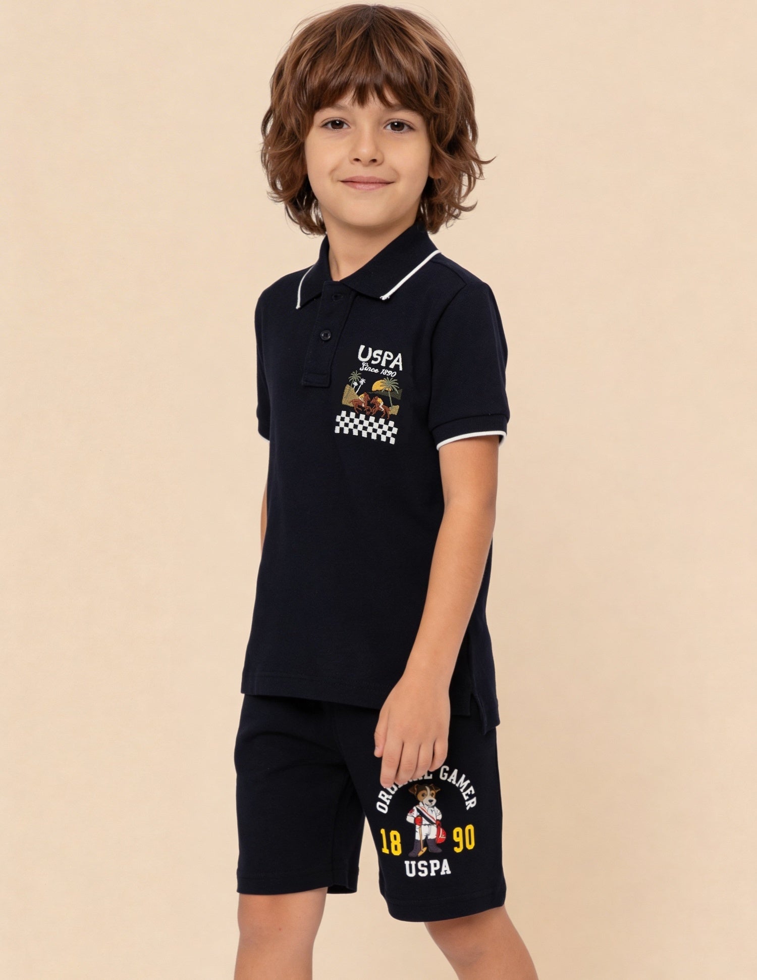 Graphic Brand Printed Regular Fit Polo Shirt Navy - U.S. Polo Assn. India | Large