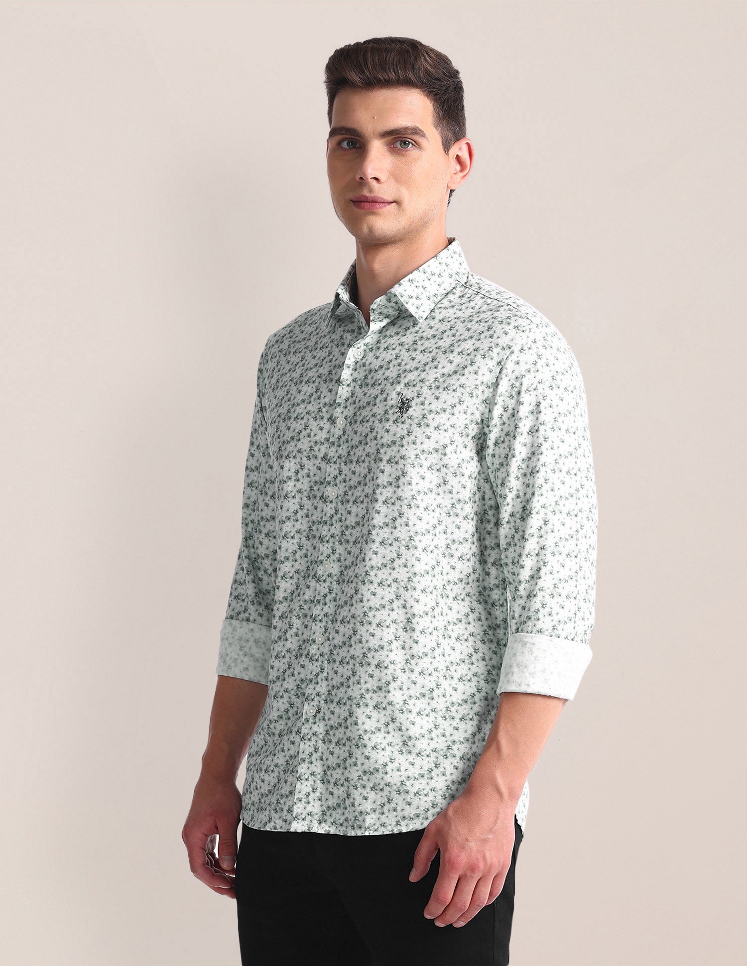 Floral Print Tailored Fit Shirt Grey - U.S. POLO ASSN. | Large